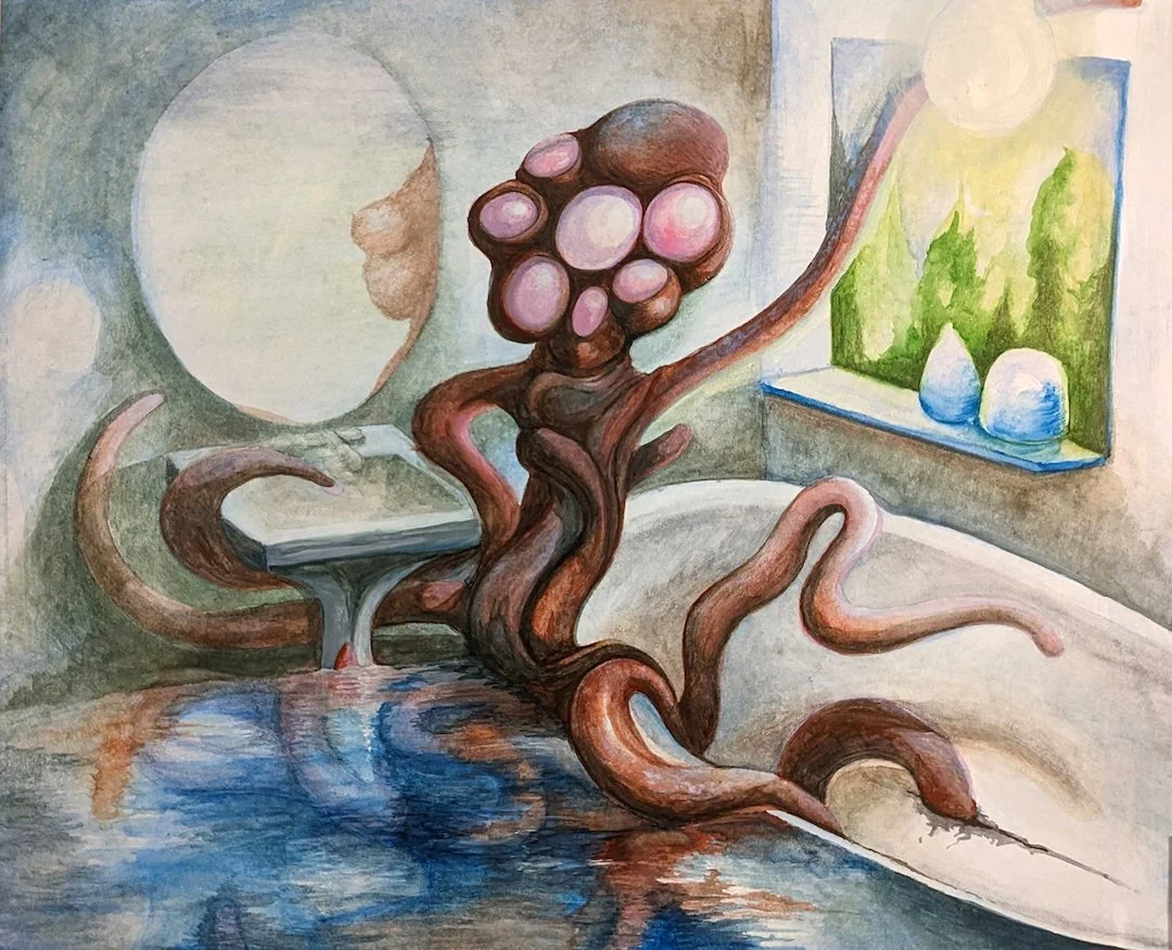    Period Blood  , 16” x 20”, watercolor on paper 