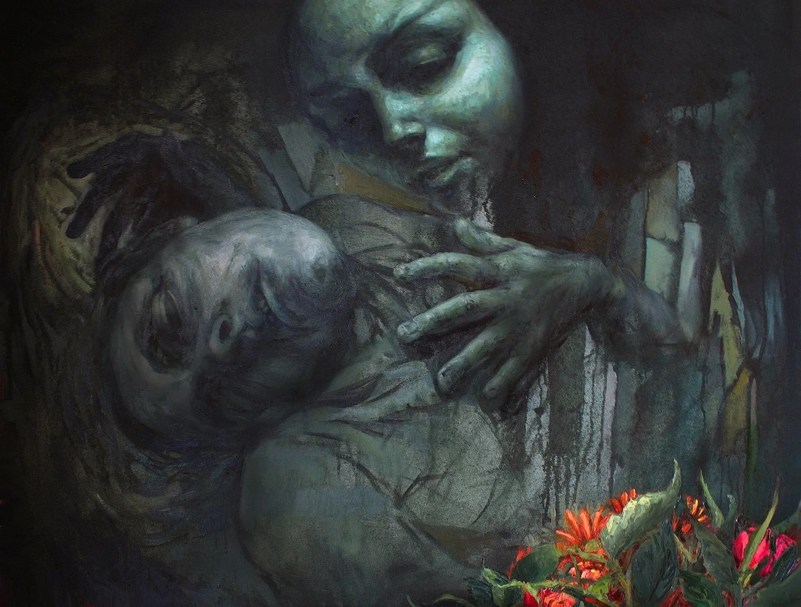    Chrysanthemum  , 34” x 44”, oil on canvas 