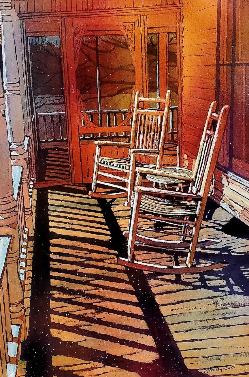    Pleasant Memories  , poured watercolor on paper, 23" x 15" 
