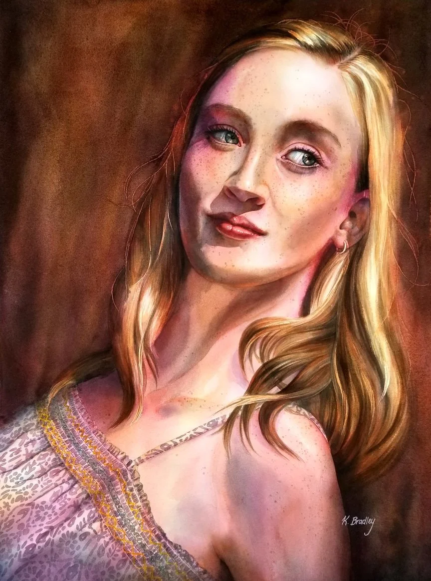   My Sister , 30” x 22”, transparent watercolor on paper 