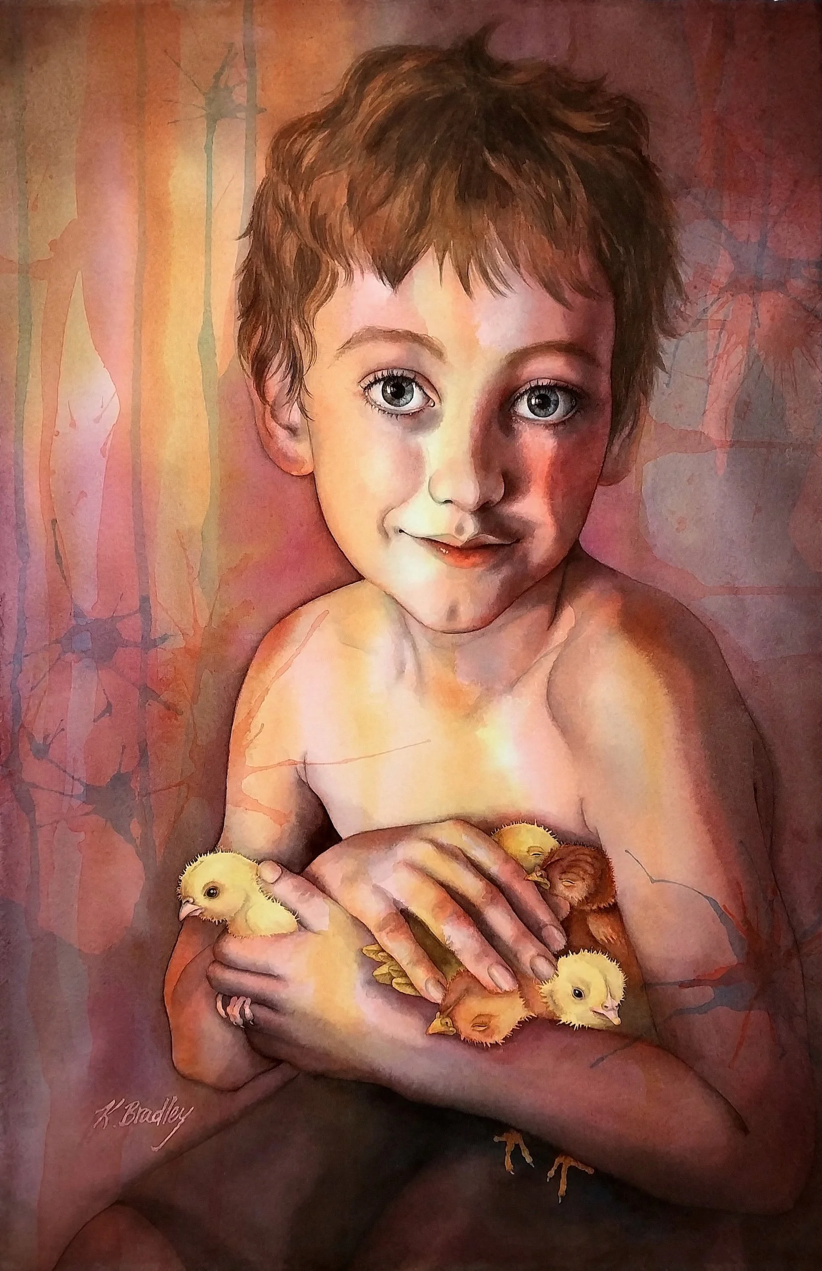    Chick Magnet  , 22” x 14”, transparent watercolor on paper 