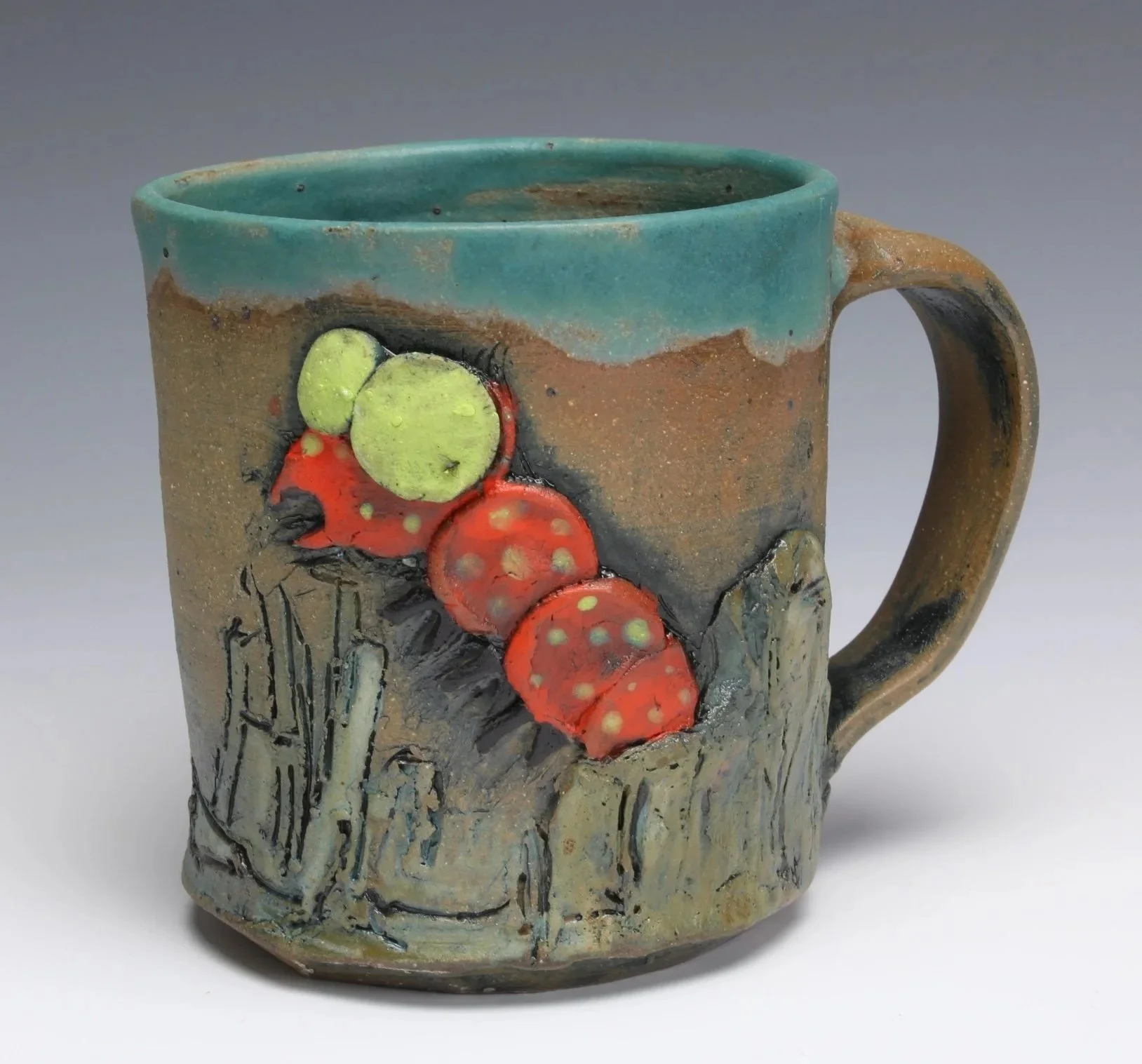    Bug vs. Tank Mug  , stoneware, glaze 