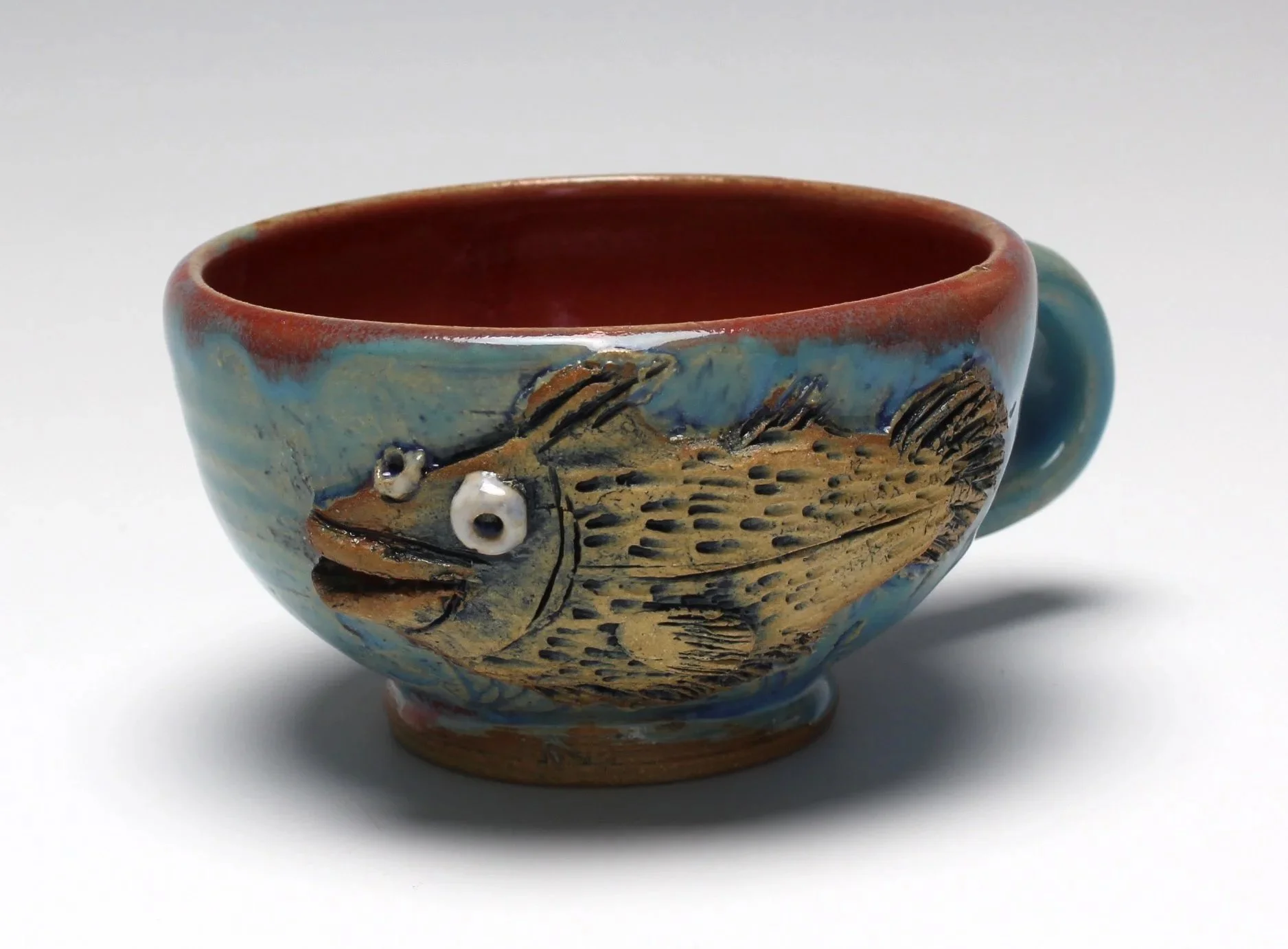    Fish Mug  , stoneware, glaze 