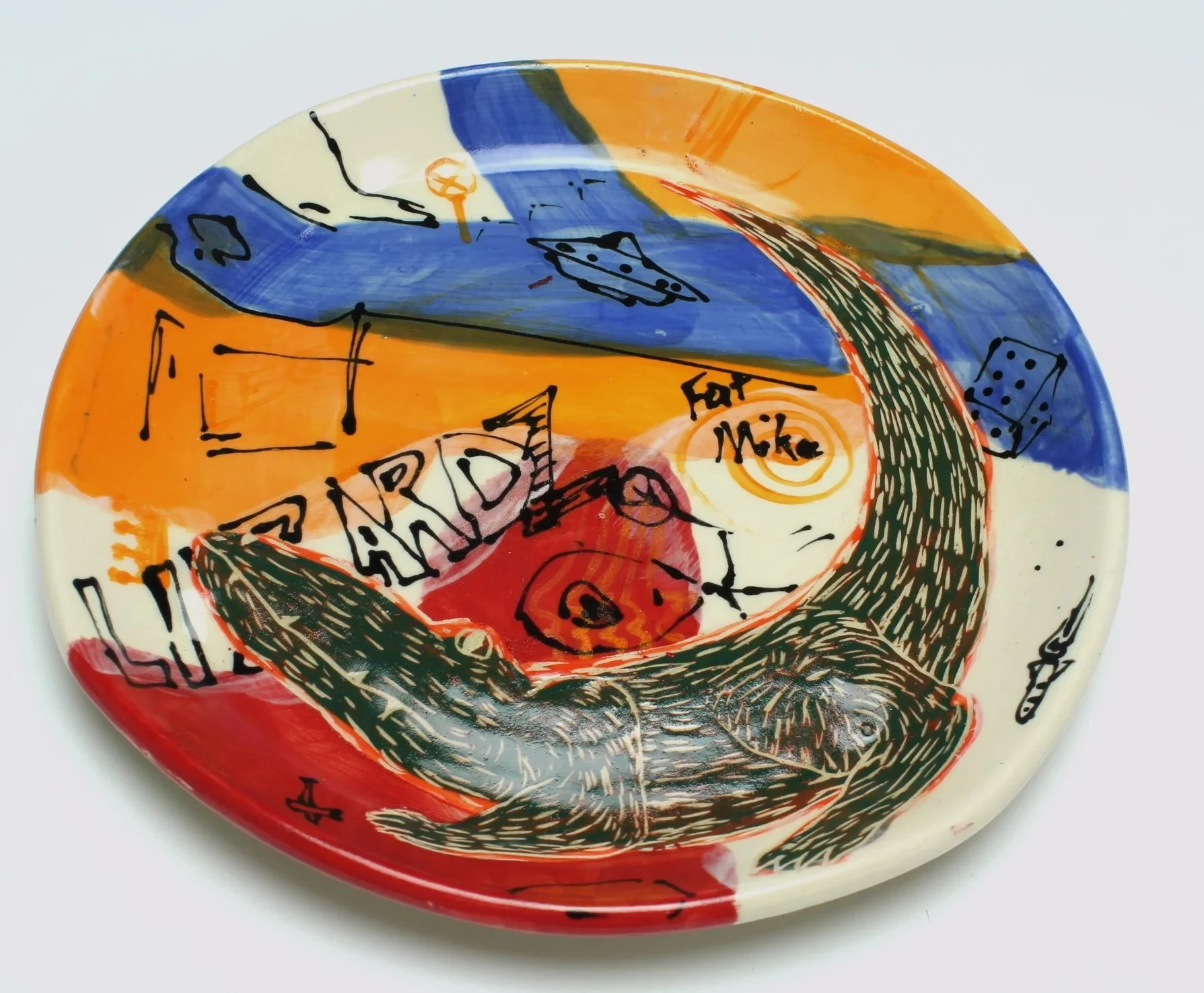    Lizard Plate  , porcelain, stains, glaze 