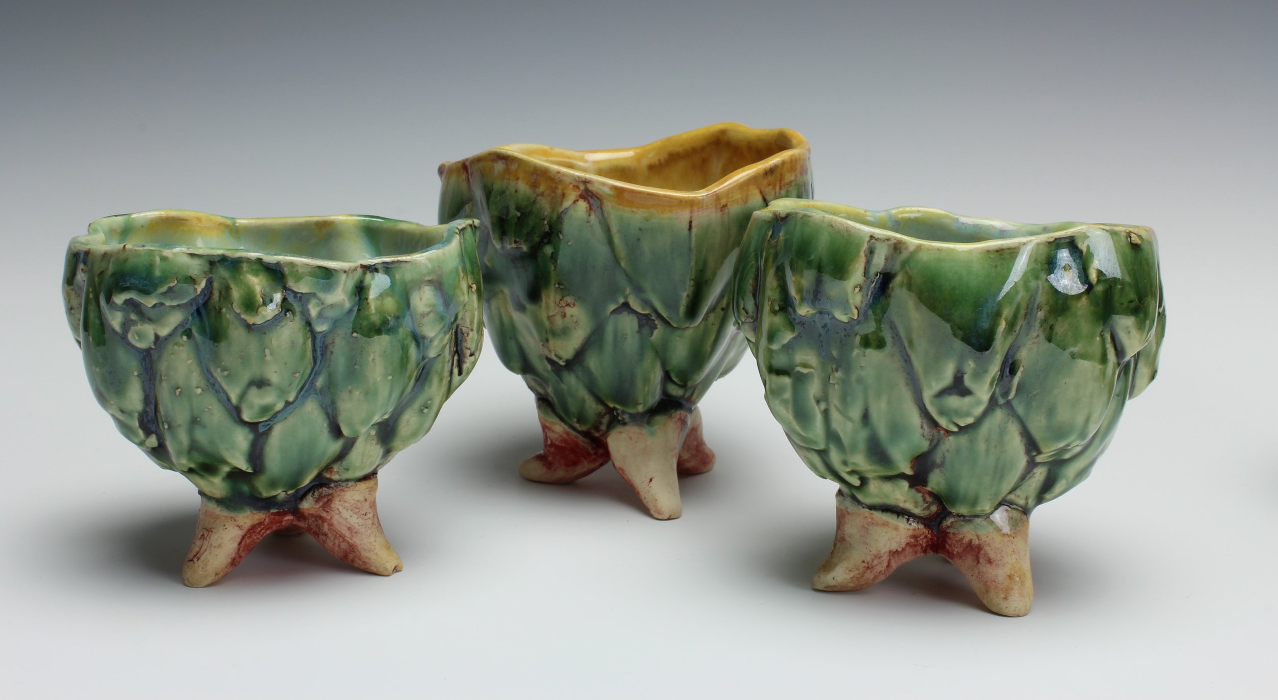    Artichoke Cups  , slip cast and altered porcelain, glaze 