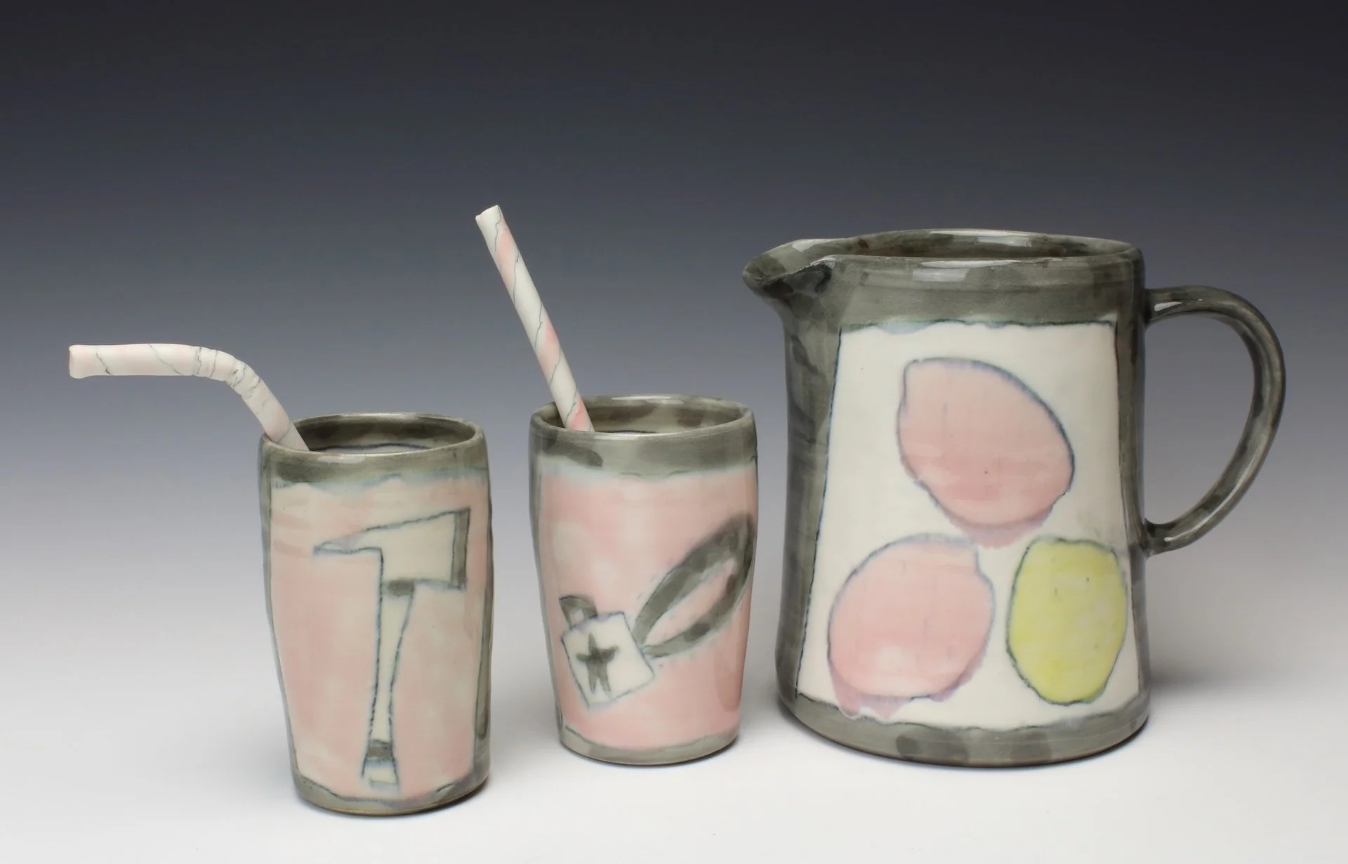    How to make pink lemonade  , porcelain, underglaze, glaze 