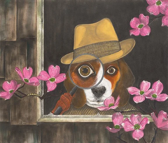    Cluny the Beagle,&nbsp;Soul Searching   ,&nbsp; 14” x 17”, ink on paper 