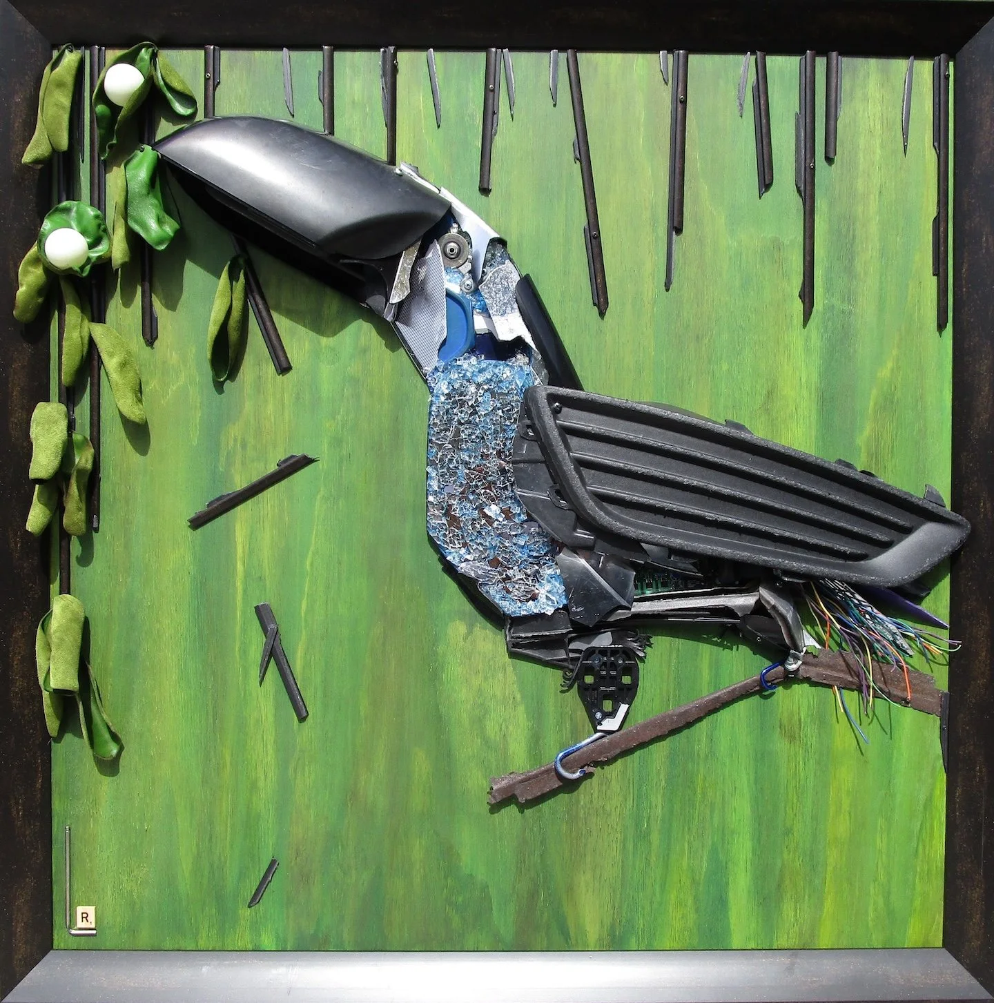    Balanced Diet  ,   Amos, the Wabi Sabi Toucan  , 36” x 36”, mixed media 