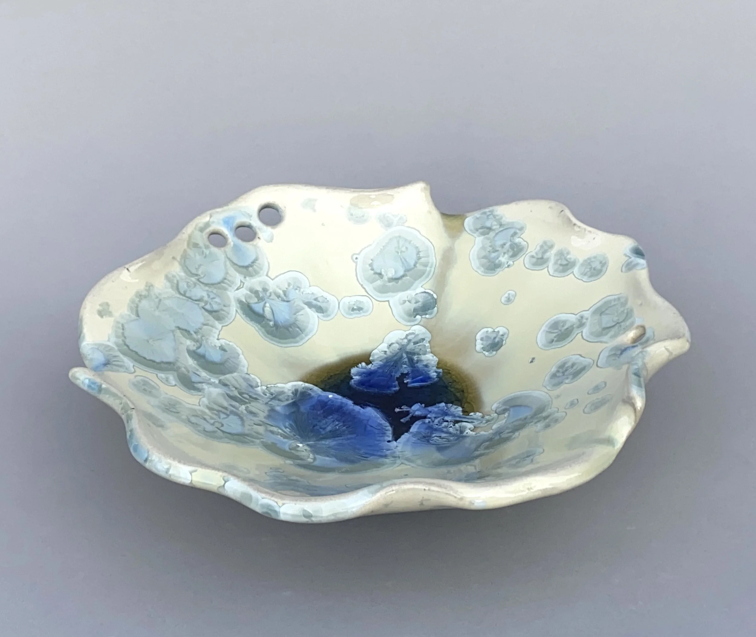    Cobalt Blue Ice Dish  , porcelain, 2.5”x8” 
