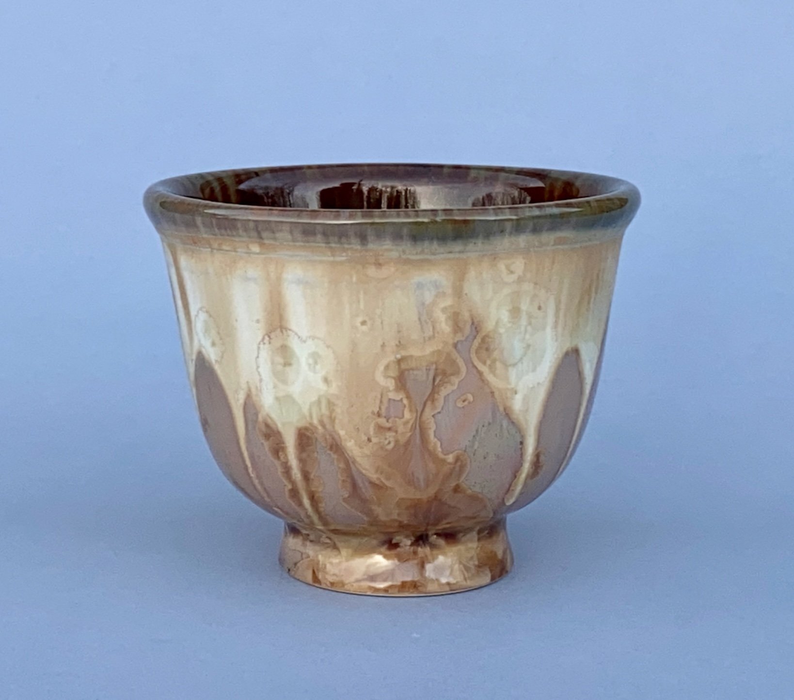    White &amp; Brown Tea Bowl,   3” x 3” 