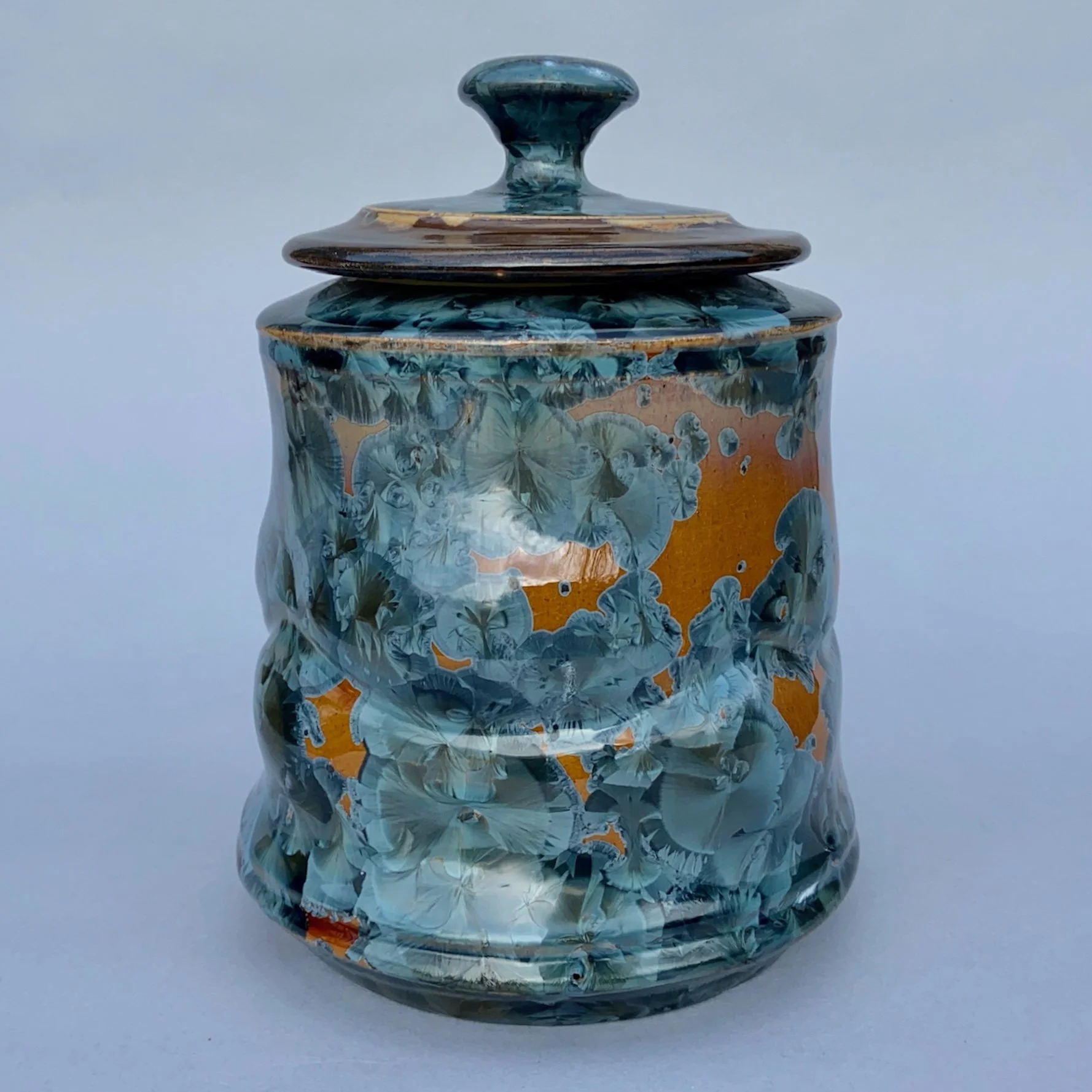    Aegean Rust Lidded Jar  , porcelain, 12” x 7” 