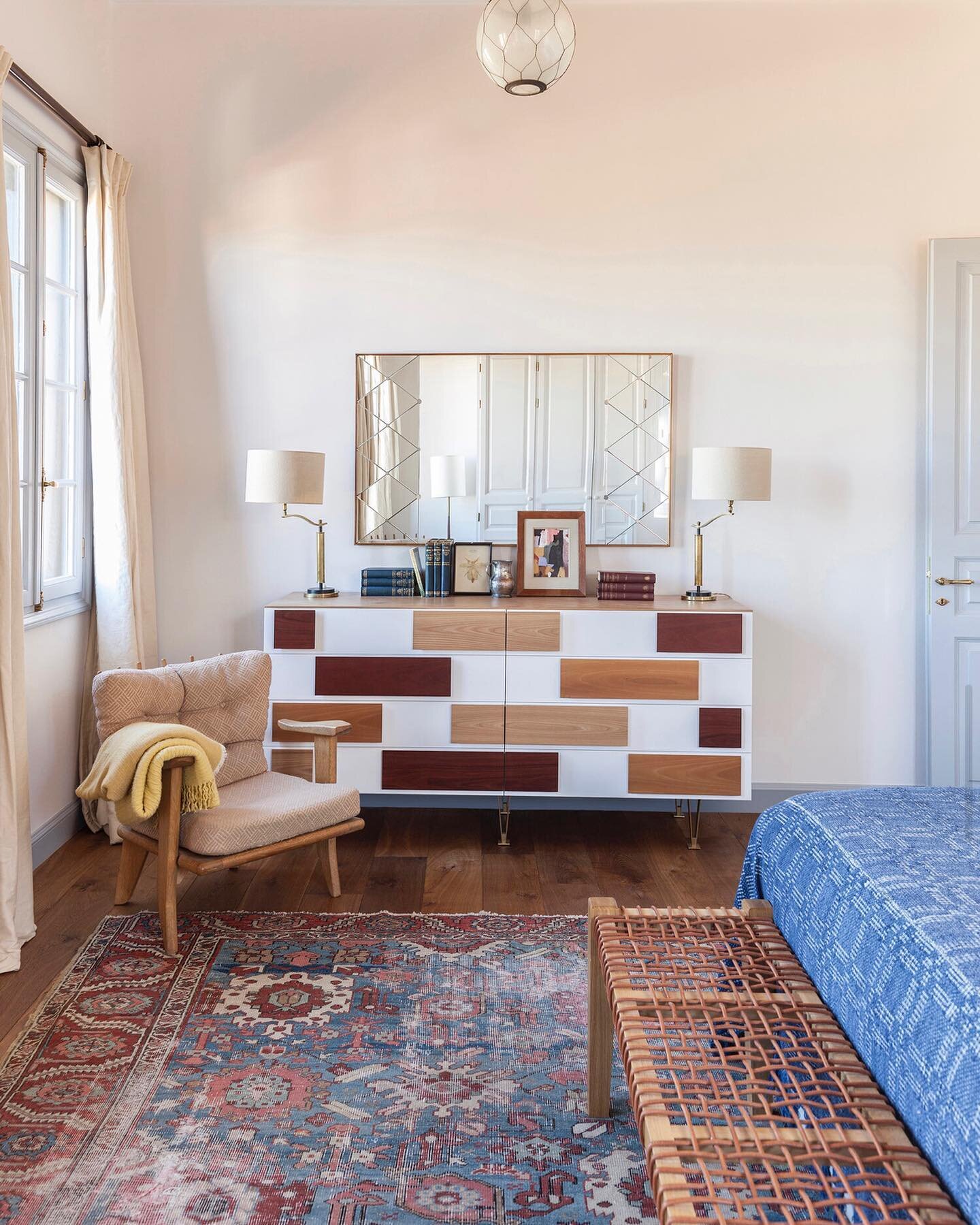 One of the bedrooms in our project in Plaka, Athens. It&rsquo;s a mix of antiques and custom made pieces, all around this fabulous chest of drawers made by @molteniandc , a remake from the Gio Ponti archives.