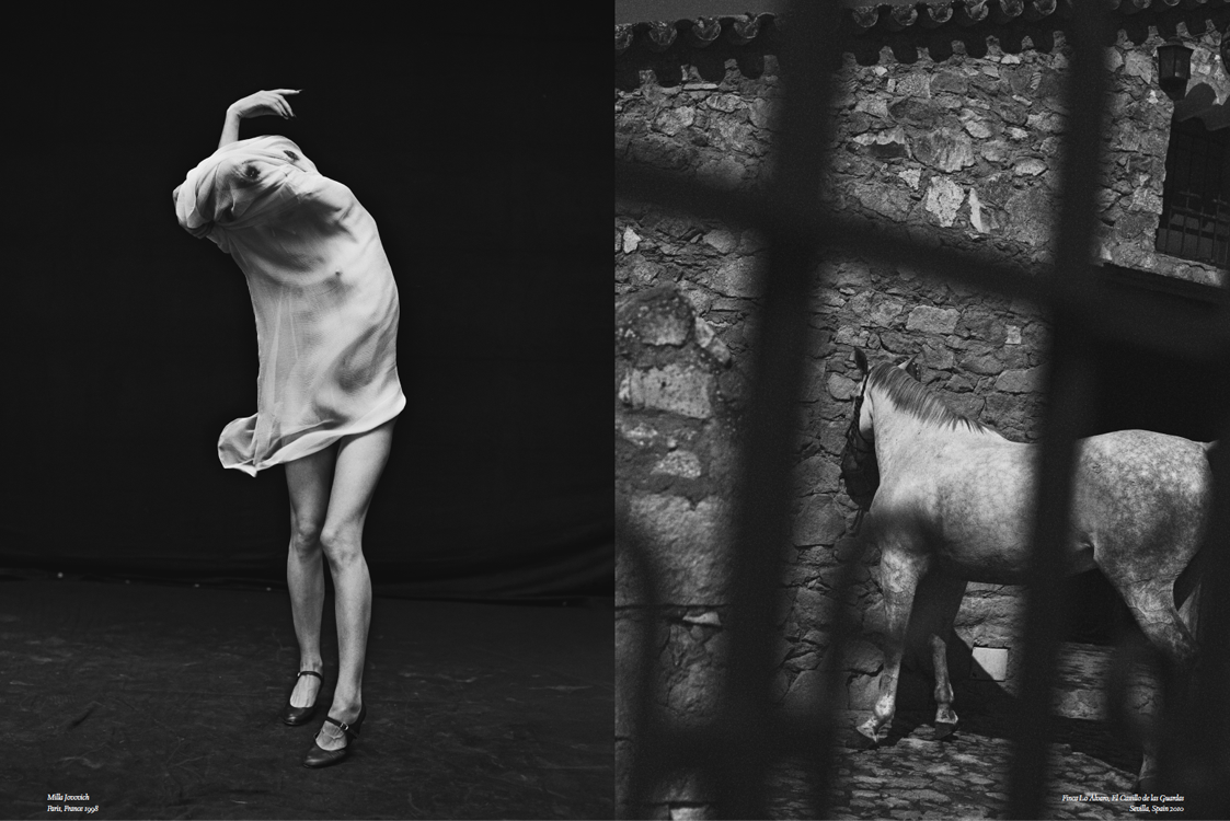 Left: Milla Jovovich, Paris, France 1998 Right: Finca Lo Álvaro, El Castillo de las Guardas, Sevilla, Spain 2010