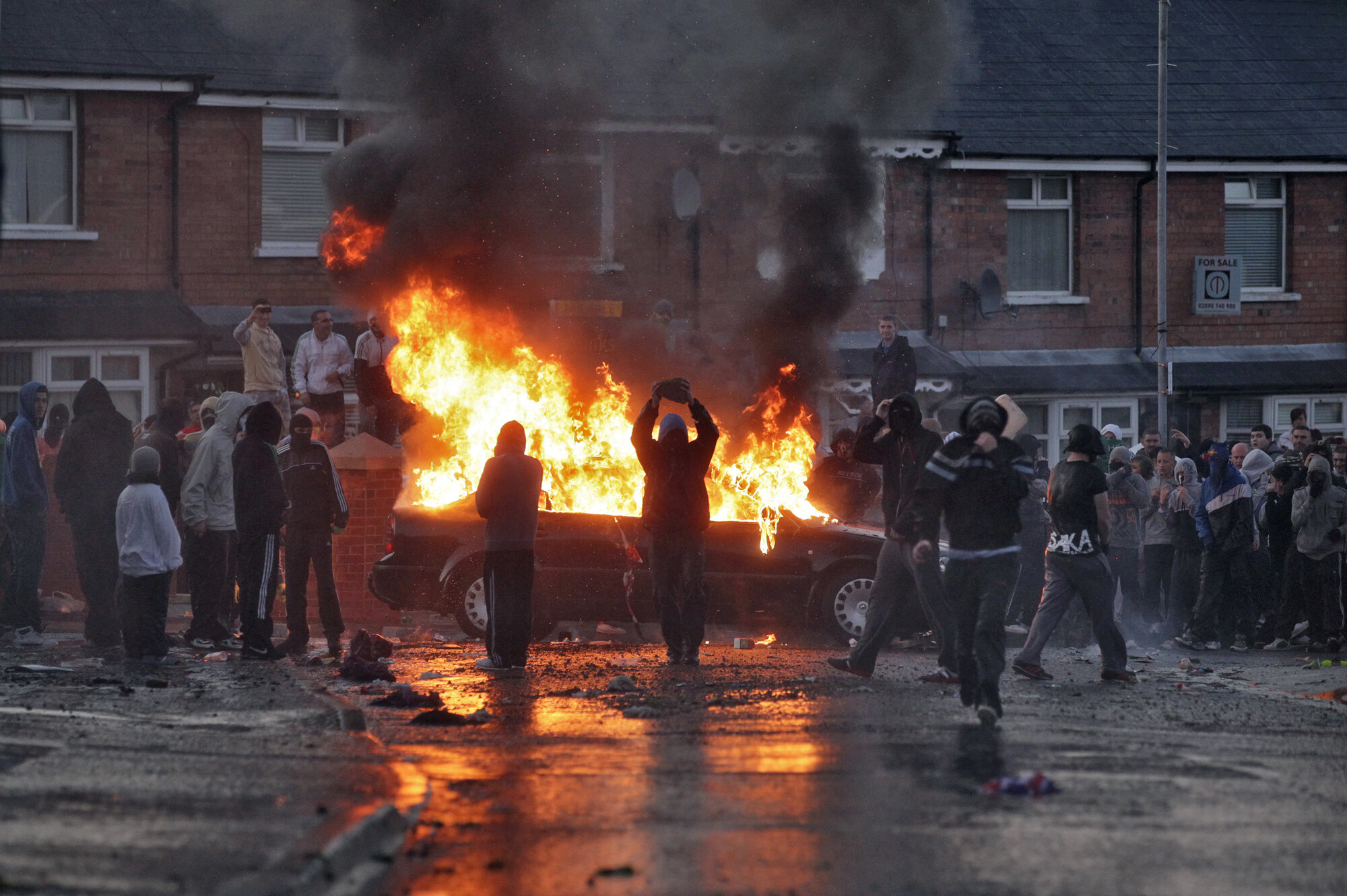 Nationalist youths riot in the Ardoyne area of Belfast, 2010.