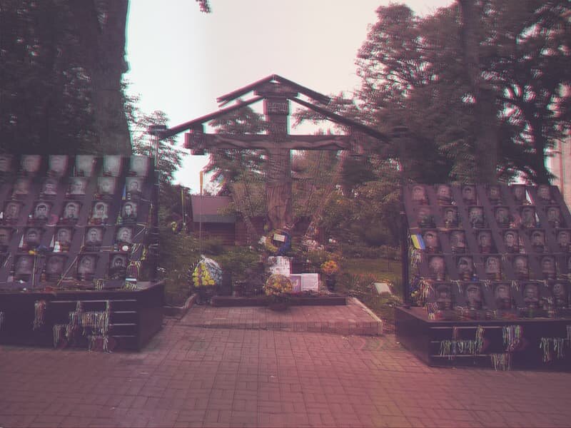 Memorial to people killed during the Russian seige of Slavyansk