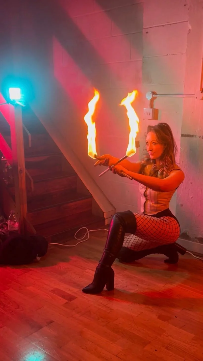 emma practicing fire skills