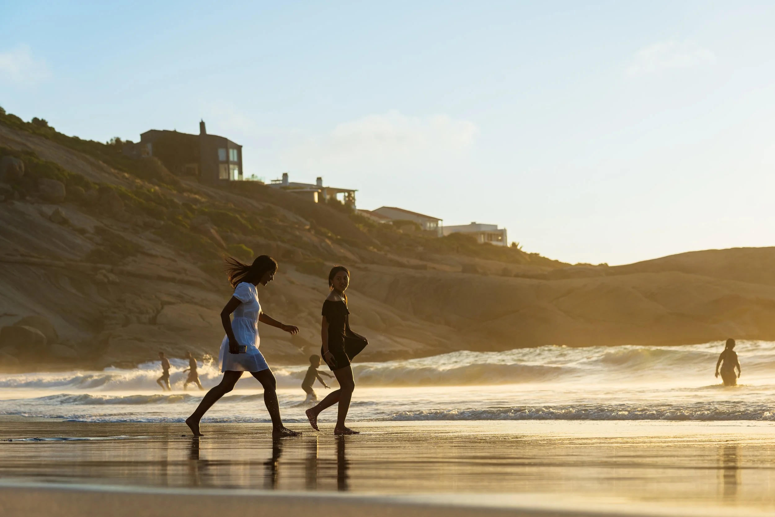 Golden hour stroll along the beach