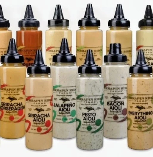 Terrapin Ridqe Farms aiolis: a little squeeze full of big flavor.