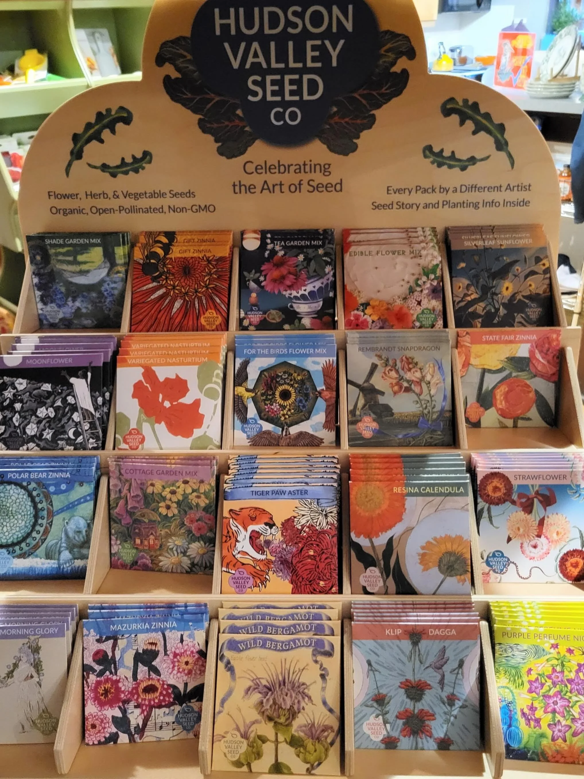 Just in time for Mother&rsquo;s Day: this year&rsquo;s assortment of artist-designed packets filled with certified organic flower &amp; vegetable seeds.