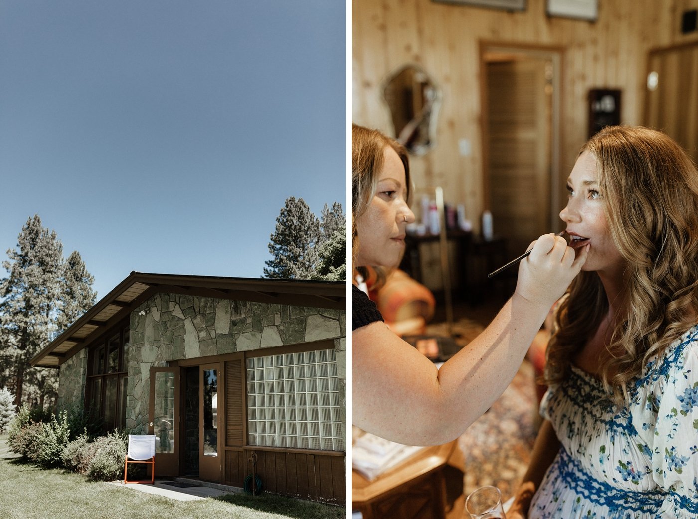 Bride getting ready at House on Metolius