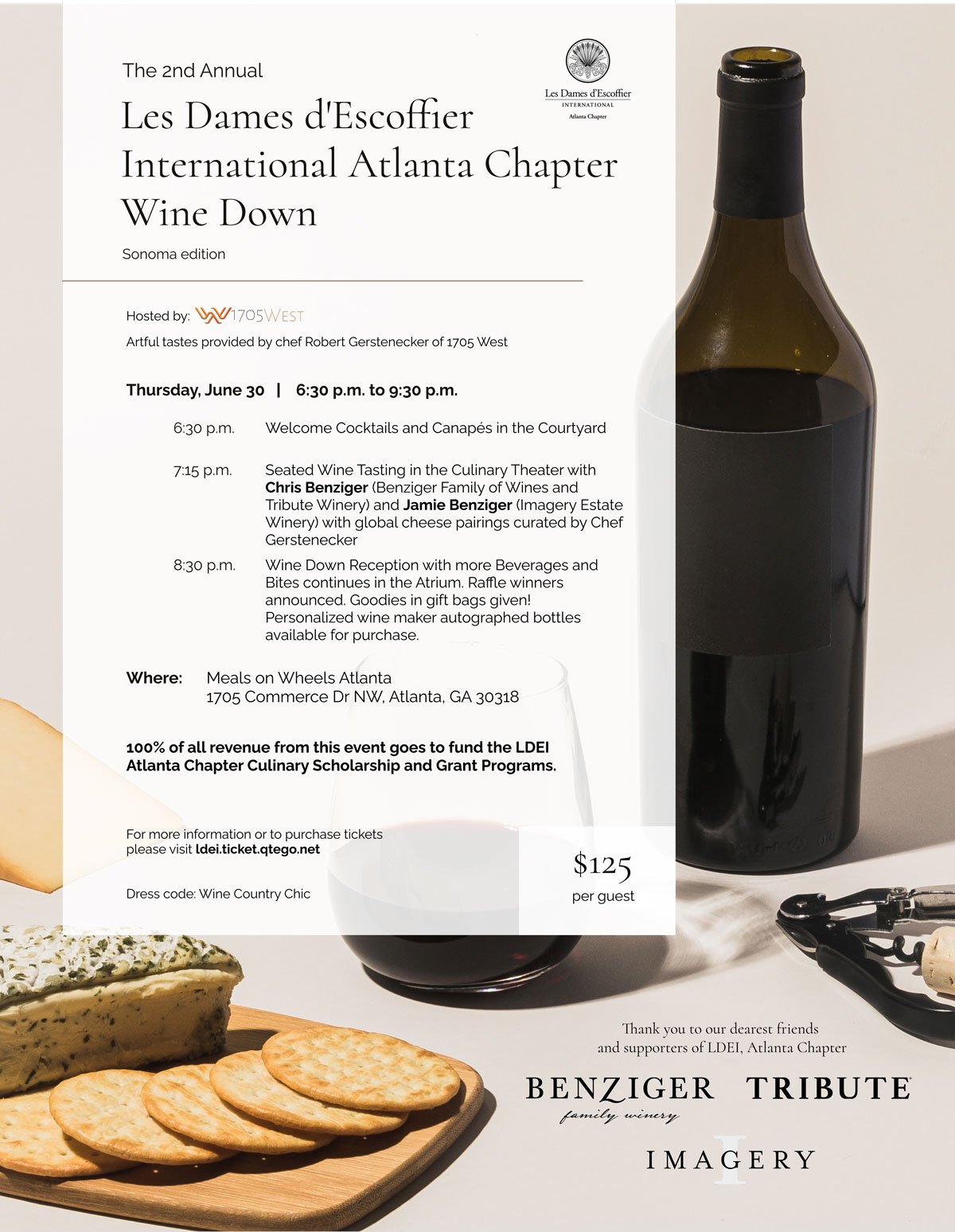 LDEI Atlanta Hosts Second Annual "Wine Down" Tasting Fundraiser with Benziger Wine Makers June 30