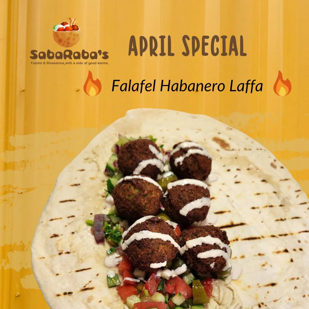 Spice Up the Day with SabaRaba's April 2023 Special: Falafel Habanero Laffa
