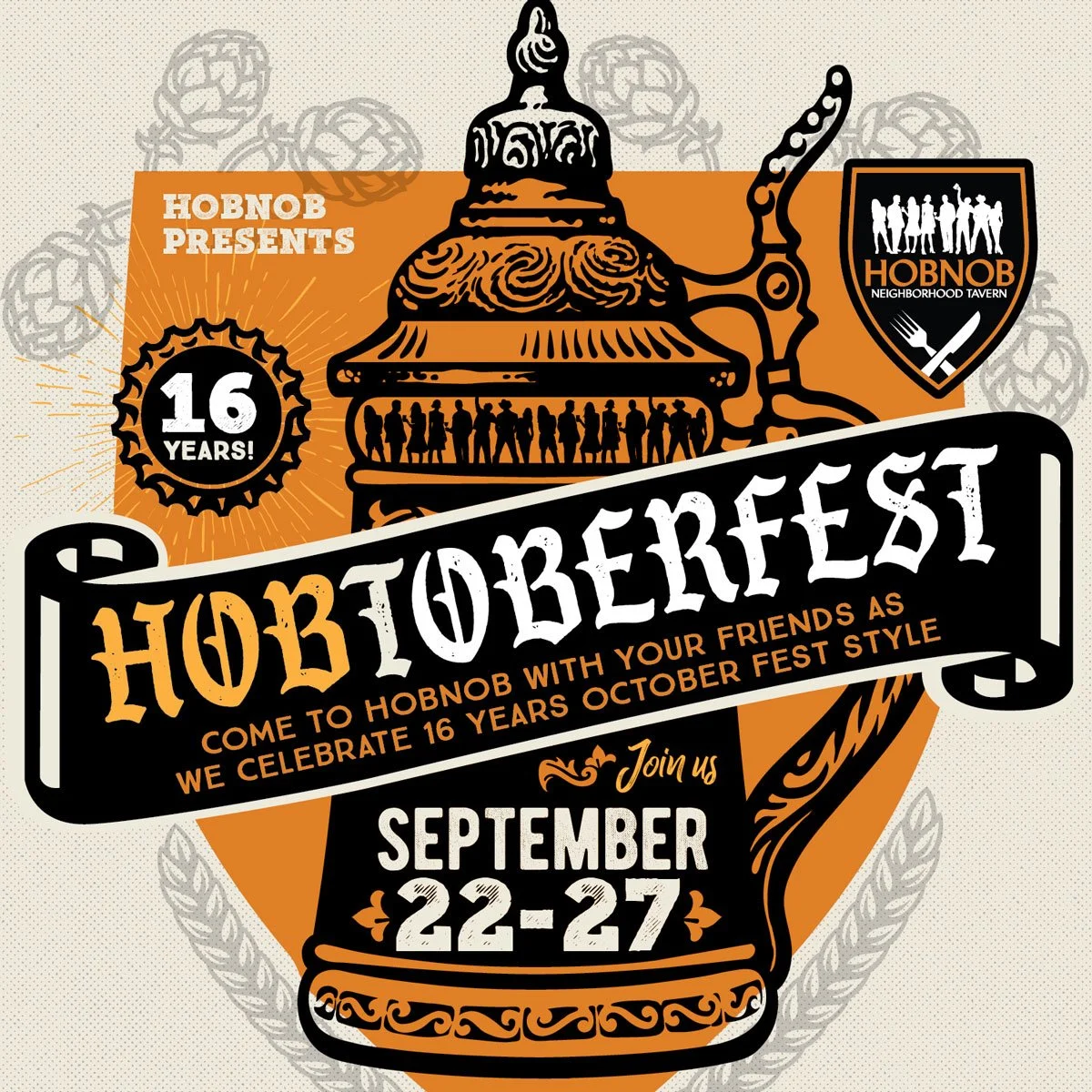 HOBNOB Toasts to 16 Years with Festive Hobtoberfest Specials Sept. 22-27