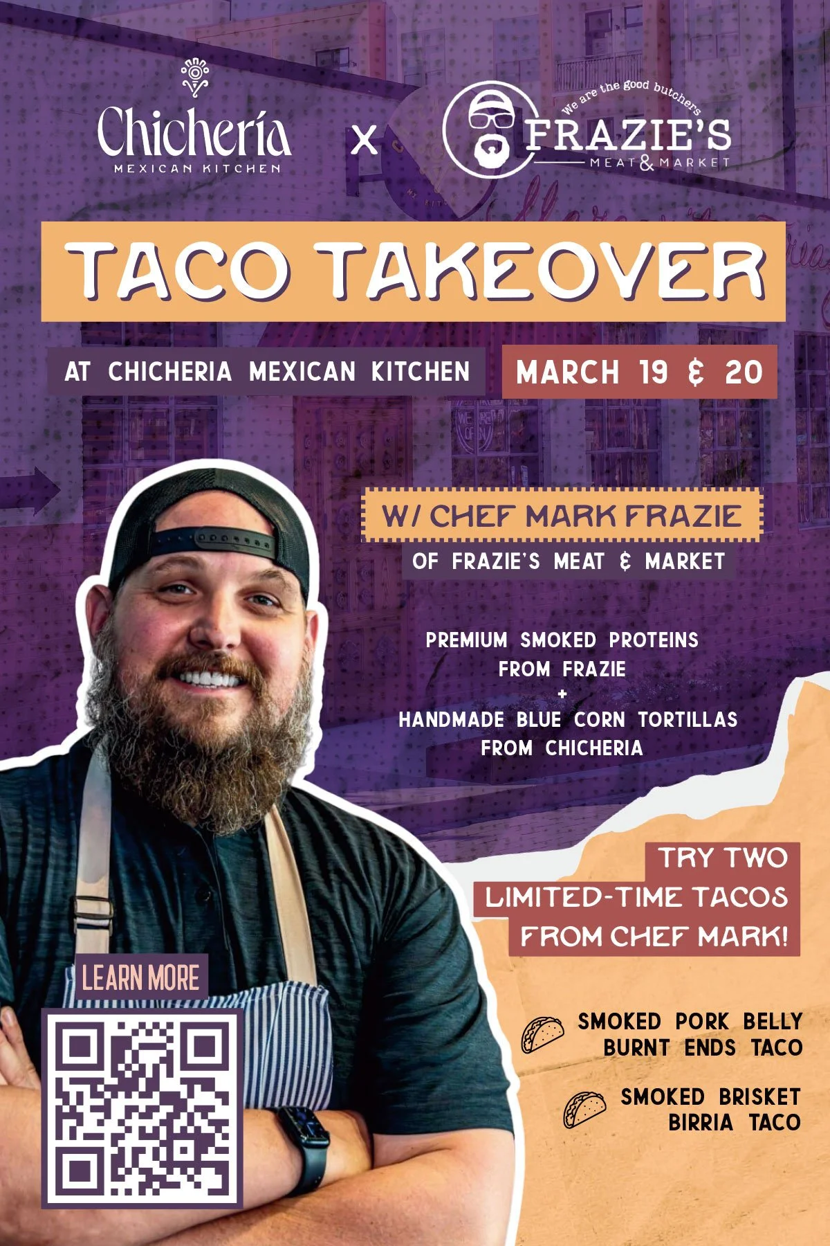 Chichería Mexican Kitchen and Frazie's Meat &amp; Market Team Up for Taco Takeover March 19-20, 2026