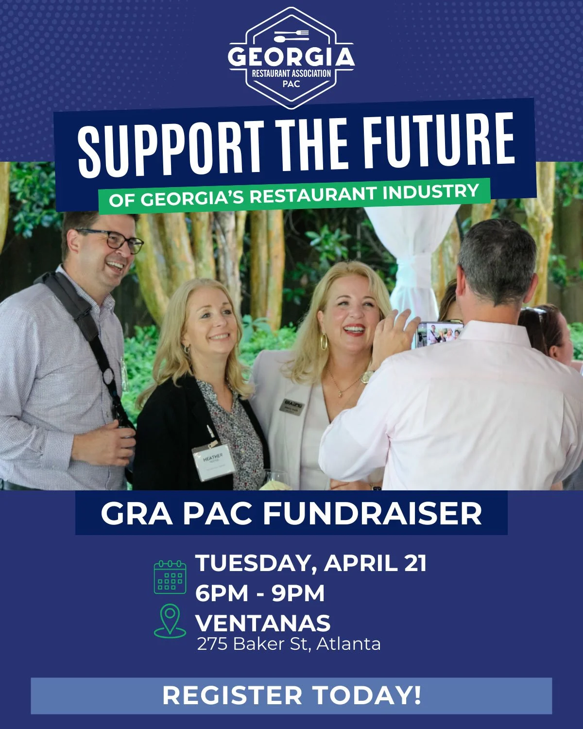 Flyer for GRA's PAC fundraiser on April 21, 2026