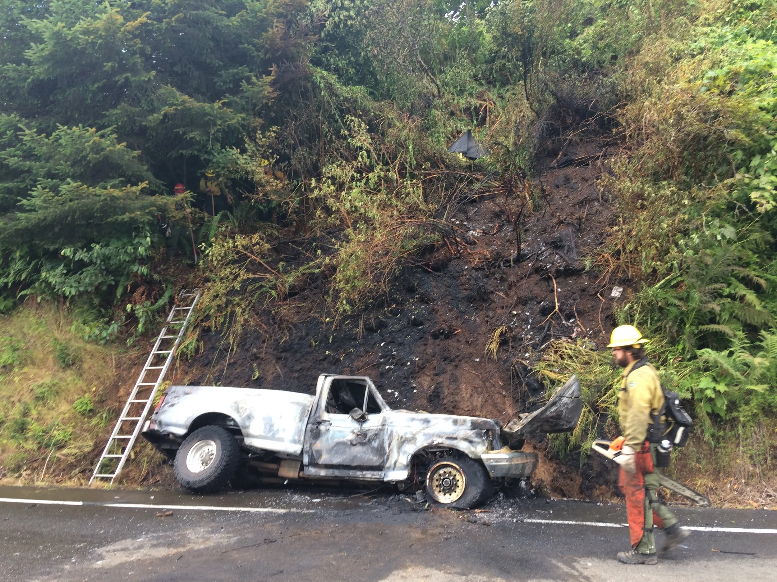 Preparing to cut some fire line during the 2017 Fire Season.