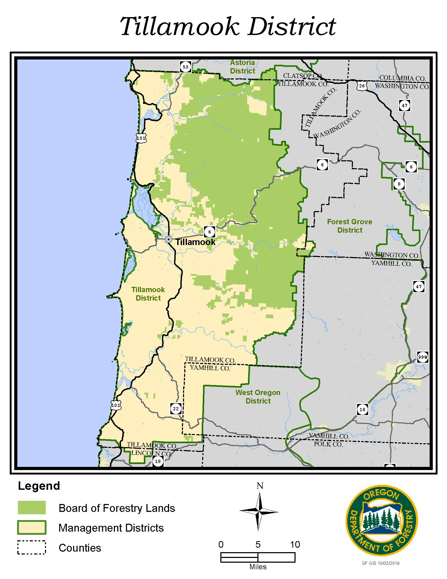 FMP Map - Oregon Dept. of Forestry 100-year Forest Management Plan
