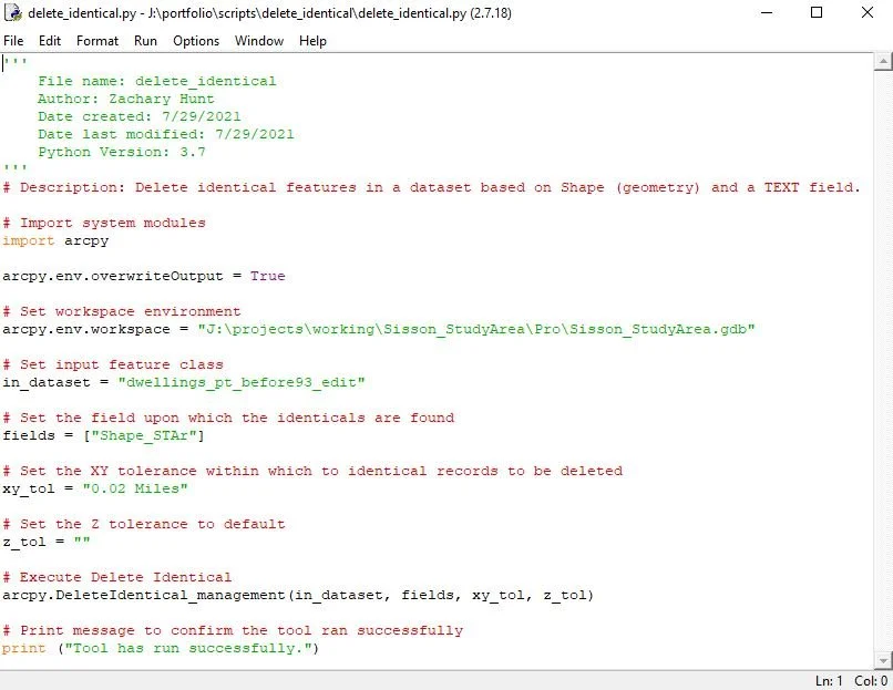 Delete Identical Python Script