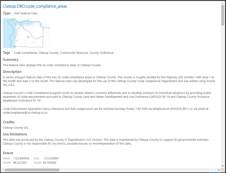 SDE Feature Class Metadata Standardization