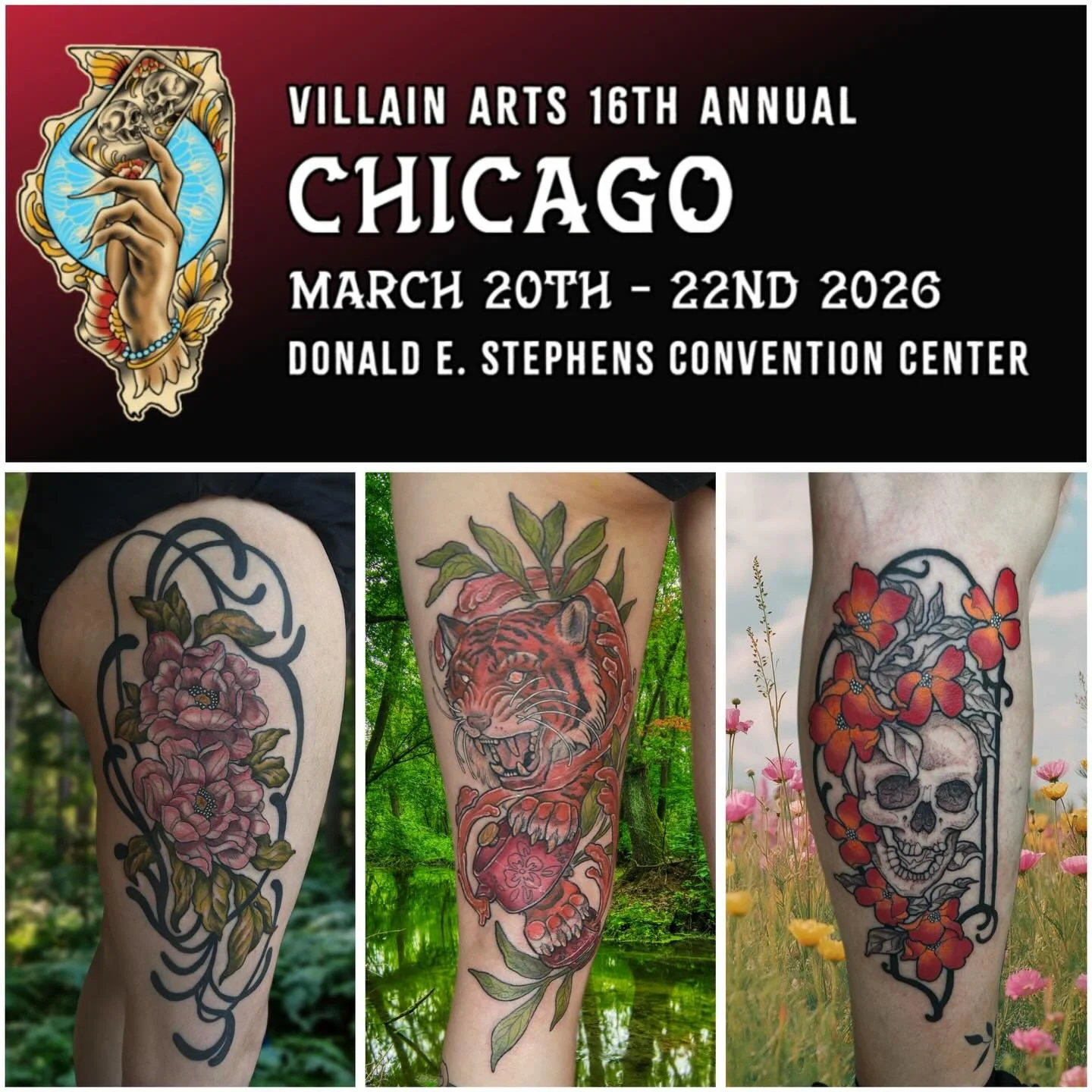lol 

💐Yes hello. I will be at the Chicago @villainarts Tattoo Convention with fellow cuties @hannahsteeleart and @tinyminnowtattoo !!!! 

I&rsquo;ll be taking walk-ups with flash available. Ranging from $150-$650ish. 

I&rsquo;ll also be nervously 