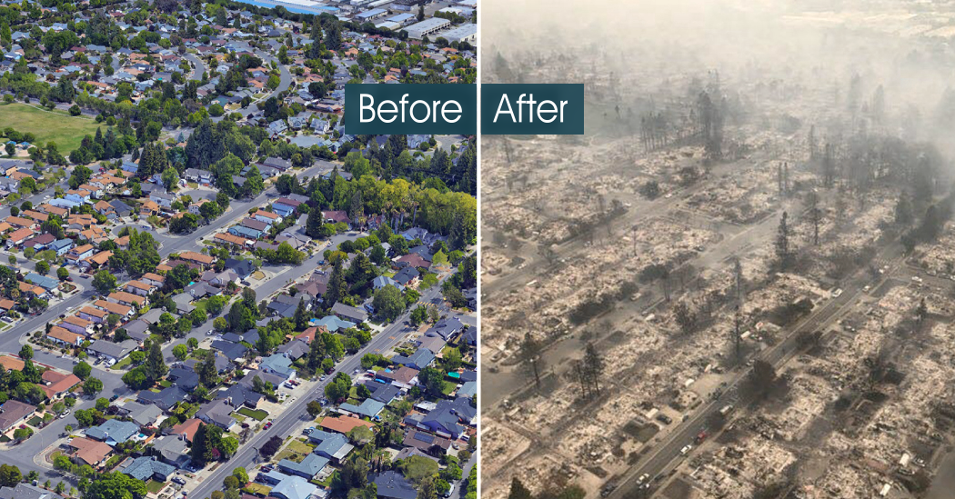 Before: Google Earth; After: California Highway Patrol, via Reuters