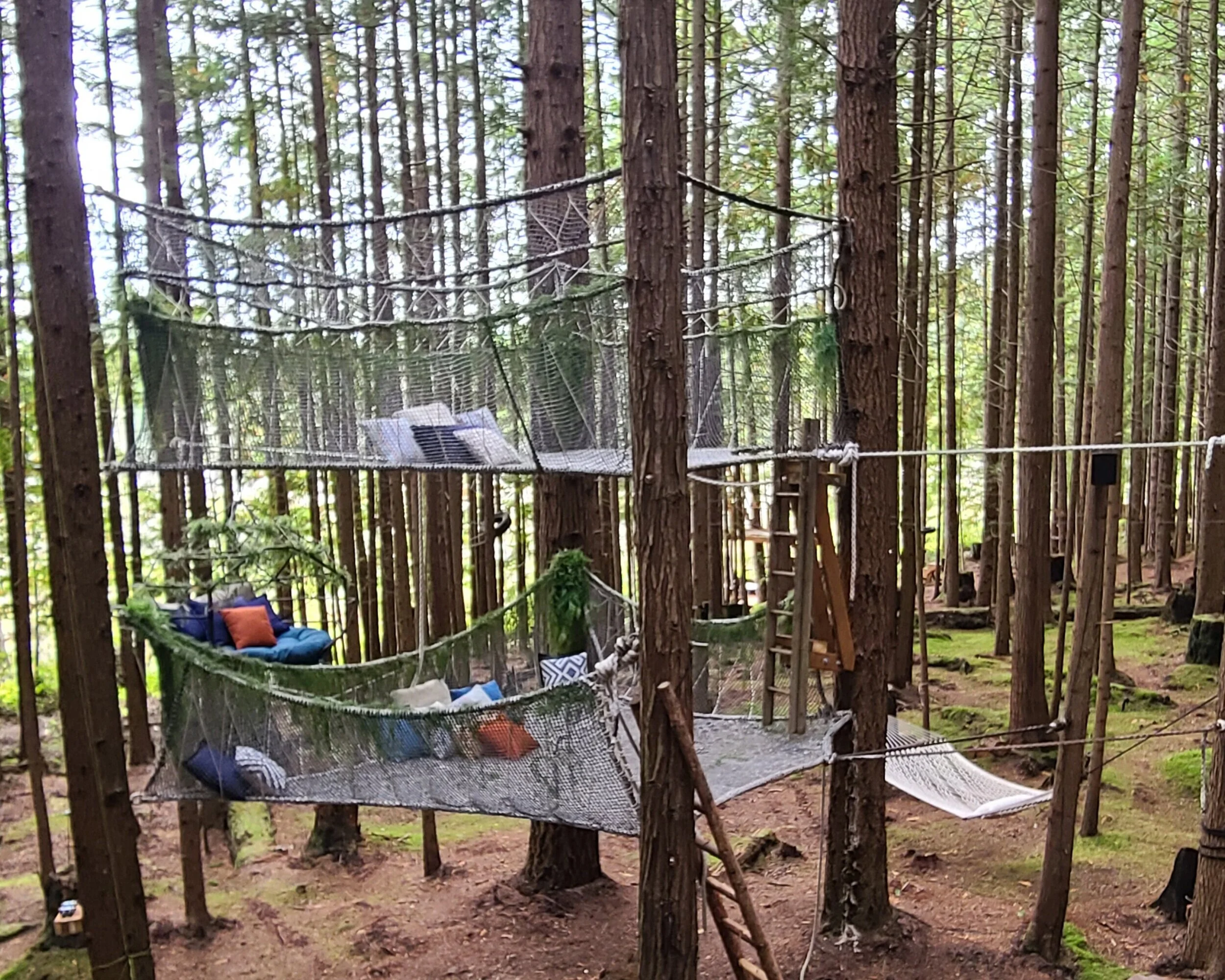 DREAM NETSTwo levels of dream nets designed for relaxing high above the trees.