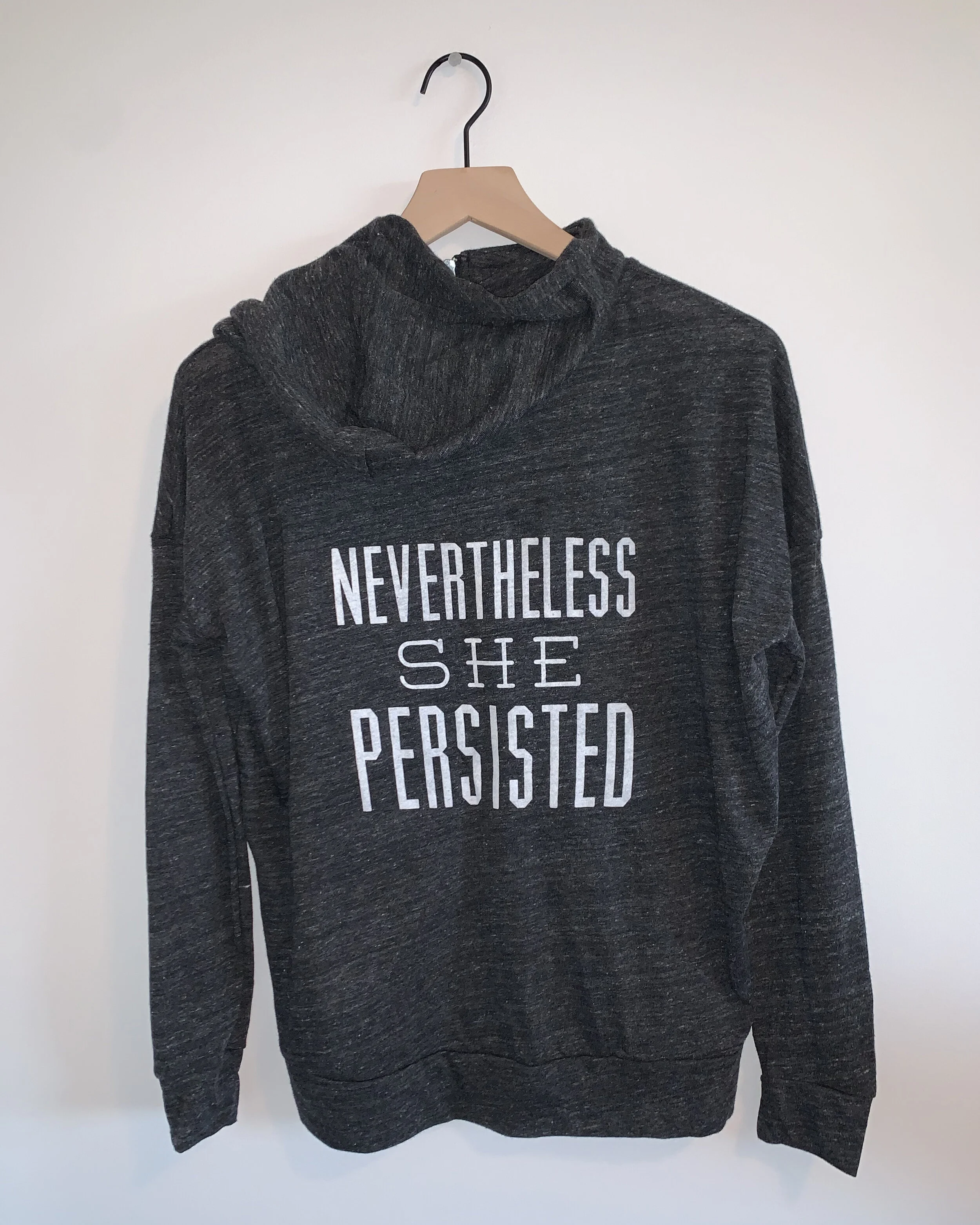 "Nevertheless She Persisted" on our "Favorite" Charcoal Zip-up Hoodie