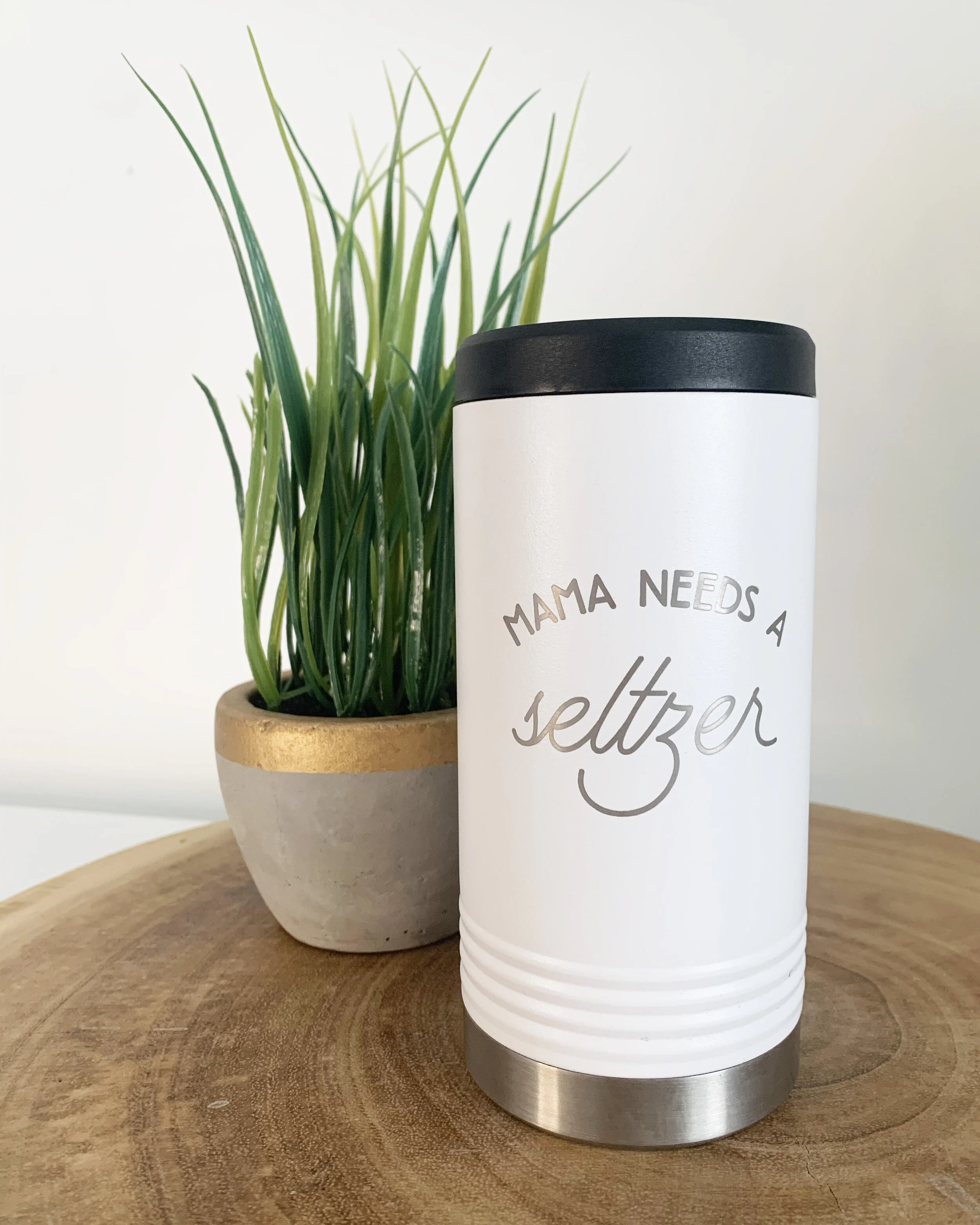 "Mama needs a seltzer" skinny can koozie