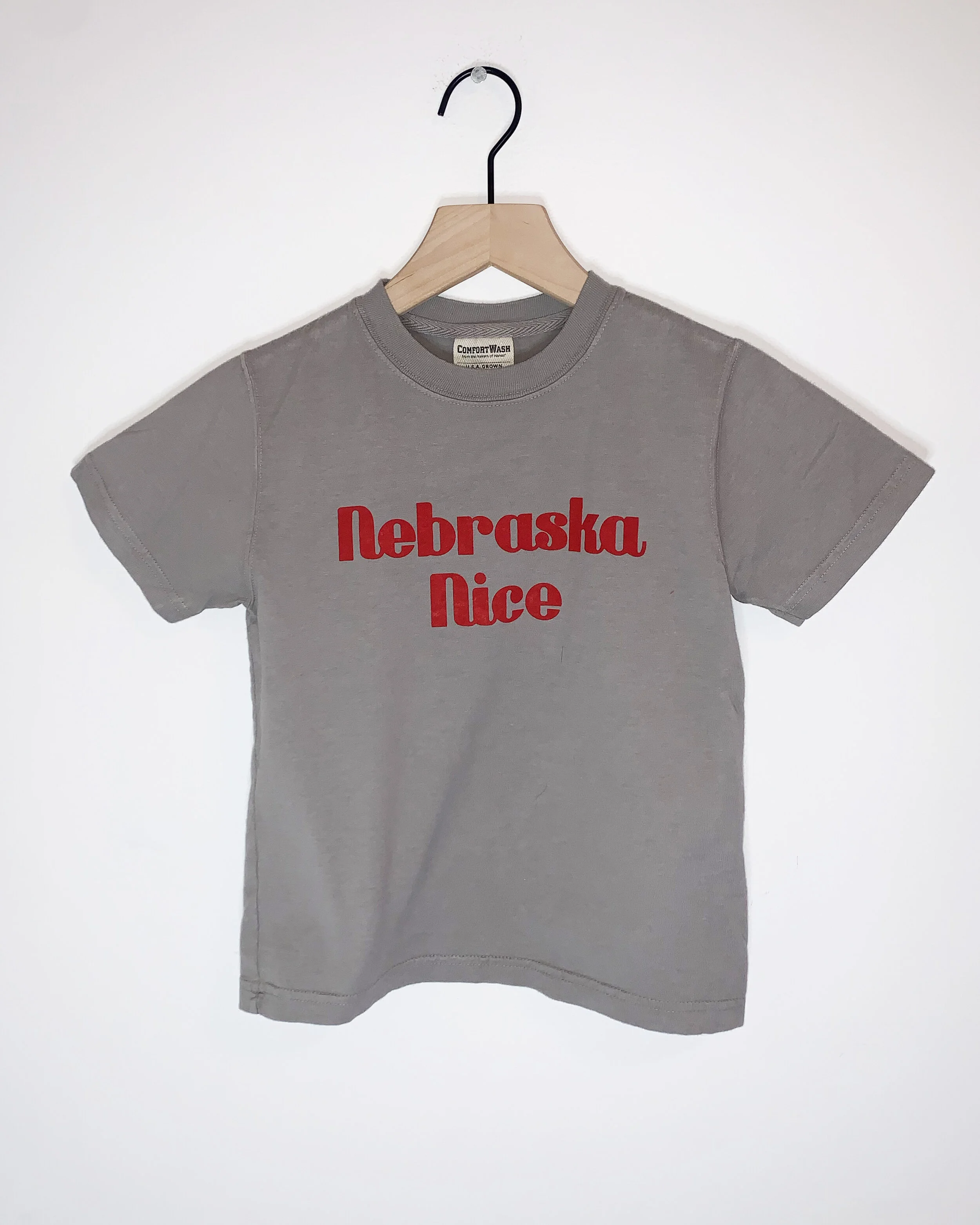 Youth "Nebraska Nice" Tee in charcoal