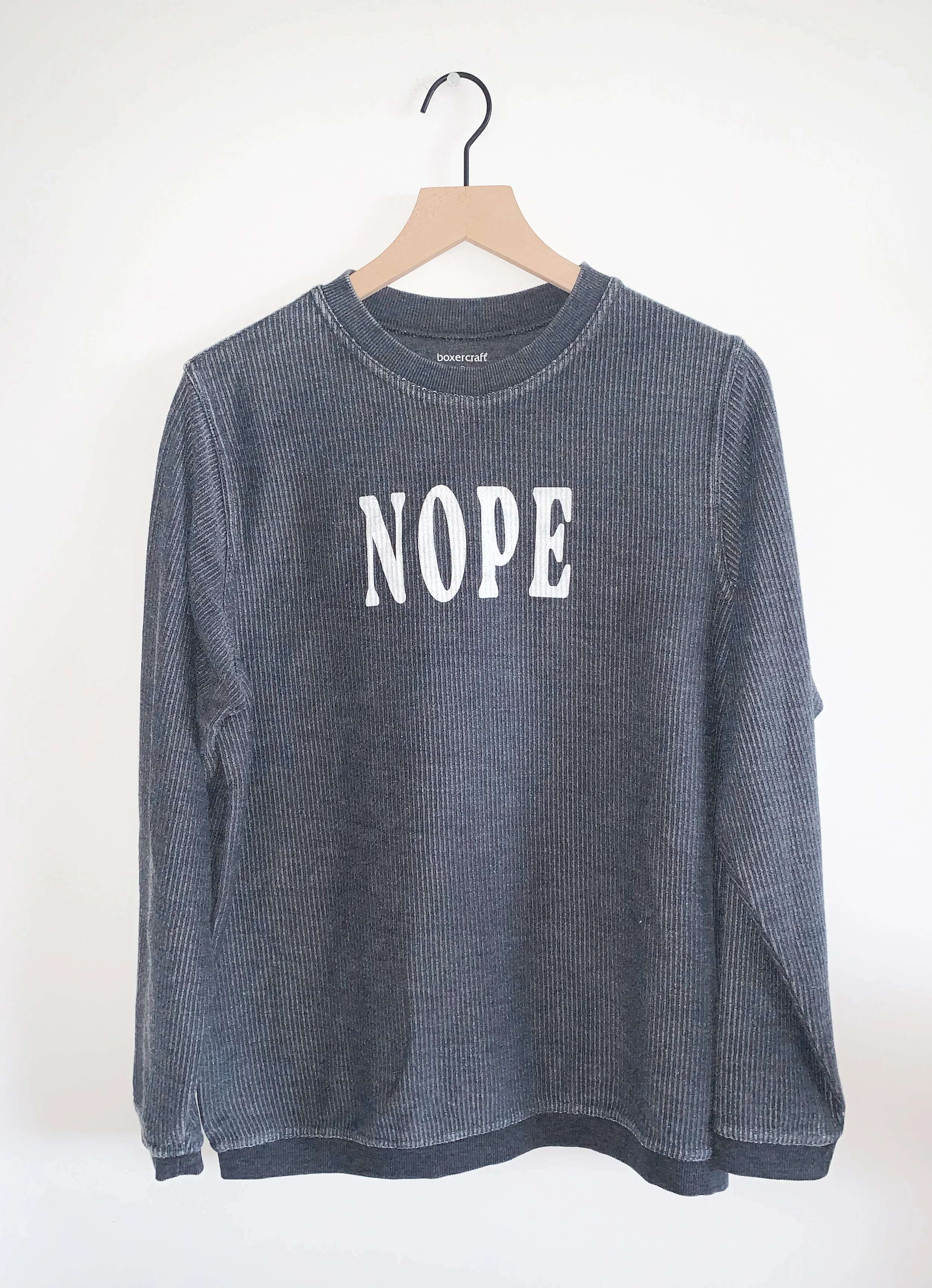 "NOPE" Corduroy Pullover 