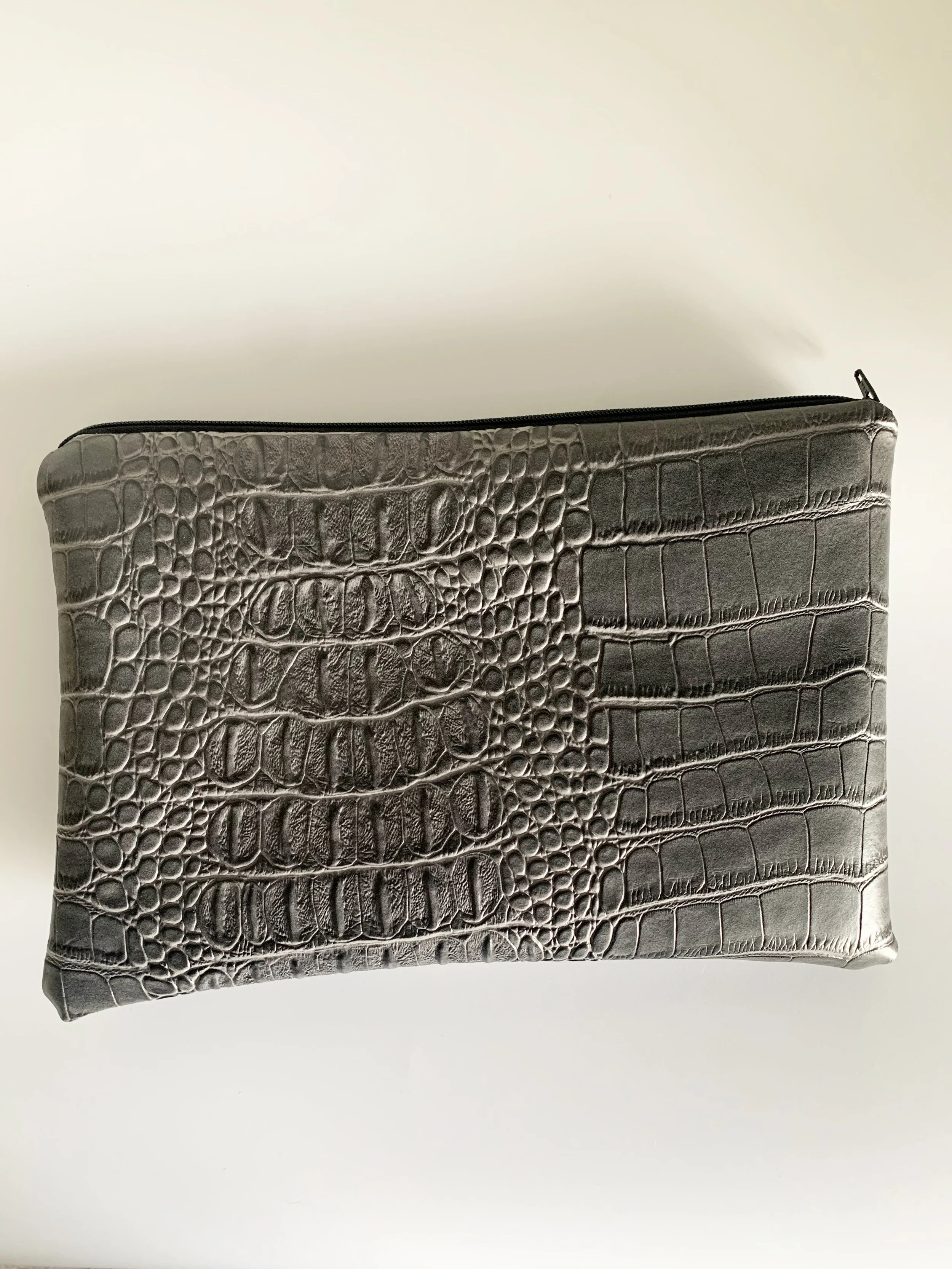 Handmade Clutch in Grey Alligator