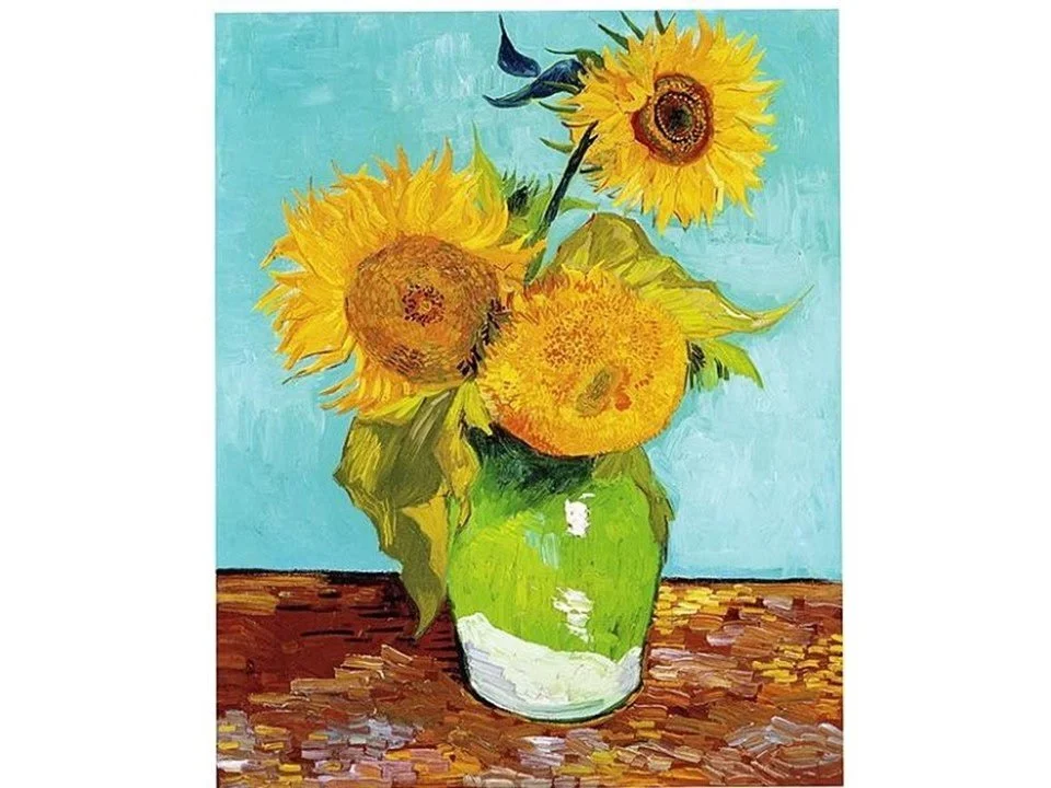  Beginners Oil Painting - Vincent Van Gogh’s, Three Sunflowers in a Vase 