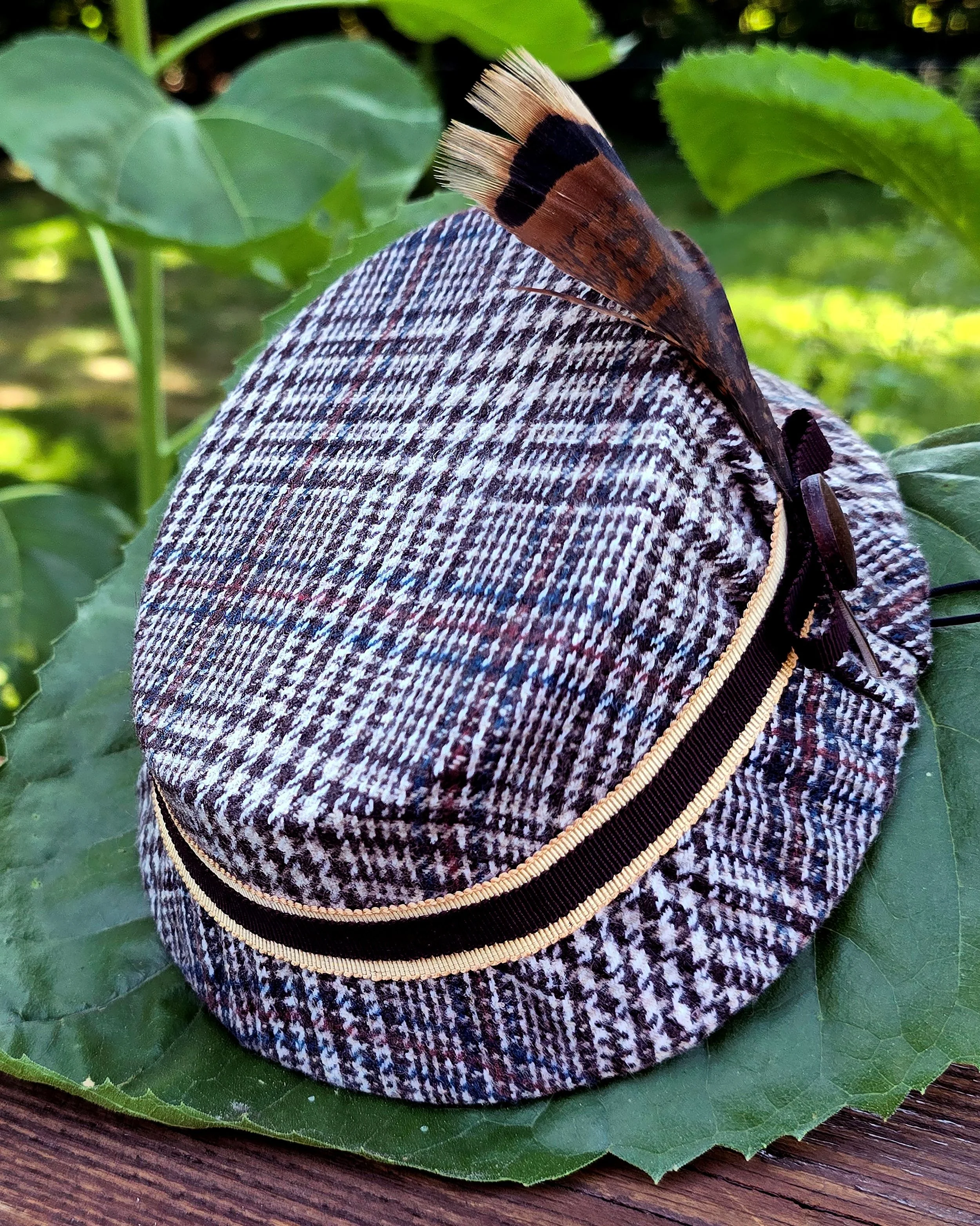 Checked turkey feather hat image 1.jpg