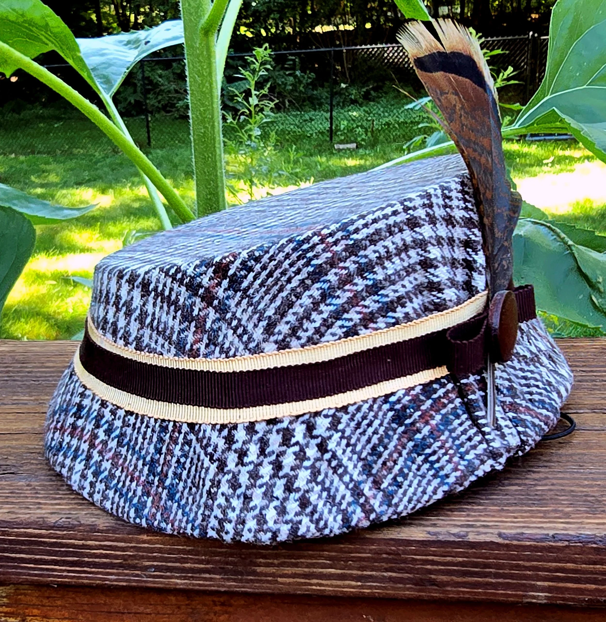 Checked turkey feather hat image 2.jpg