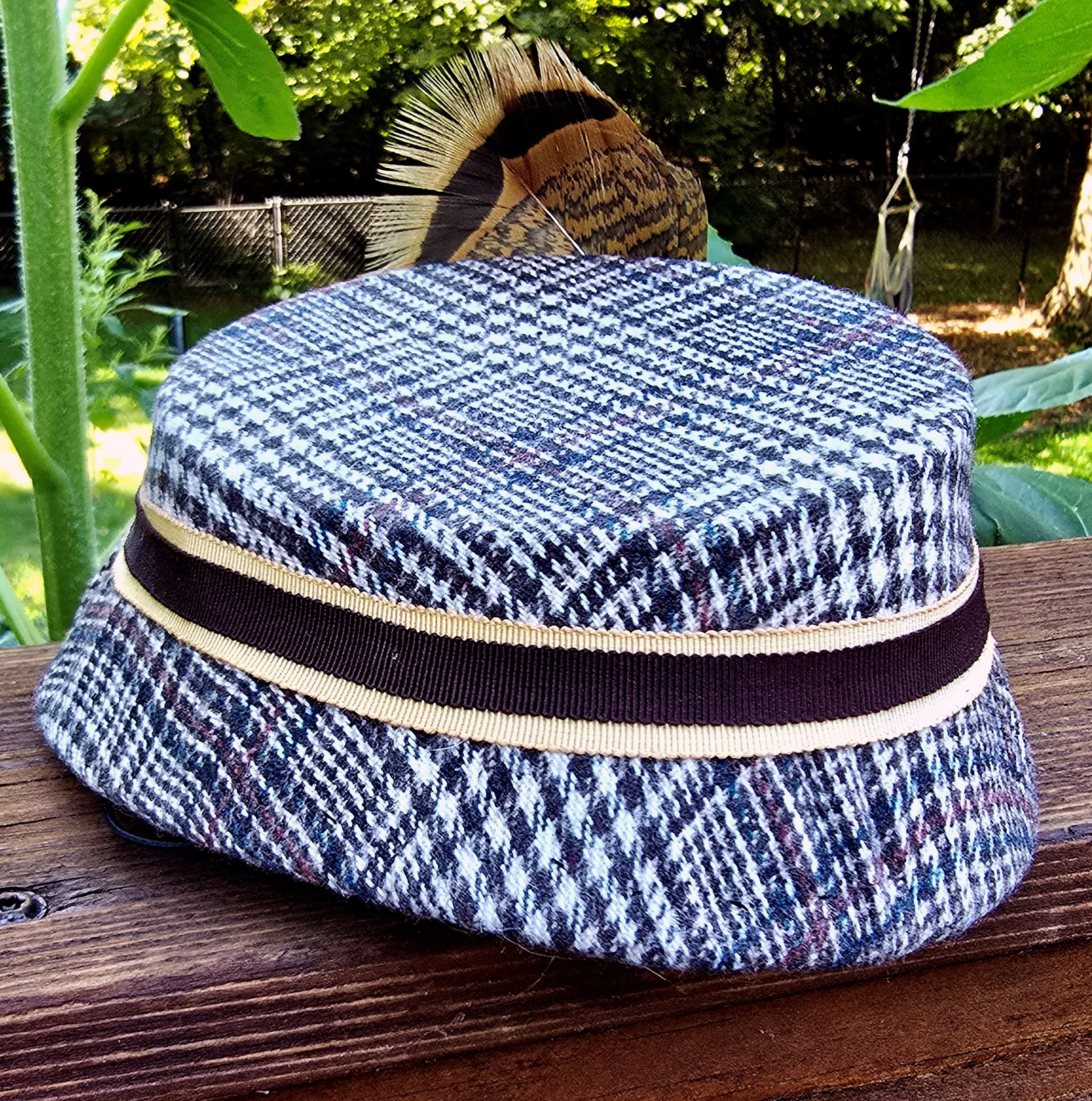 Checked turkey feather hat image 3.jpg