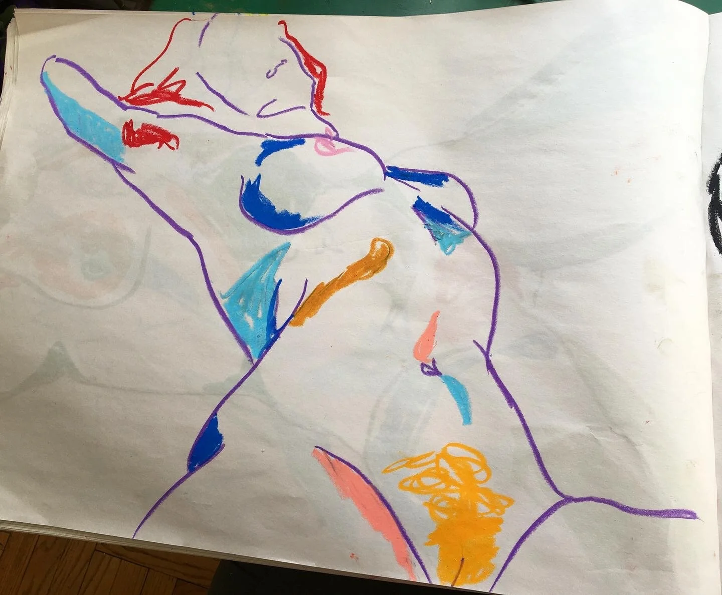 Kimmy Quillin, Untitled (Sketch of @bodyconfidence), 2020. This sketch was made during a nude figure drawing session on Zoom organized by a collective group of New York artists. Image Credit: Kimmy Quillin