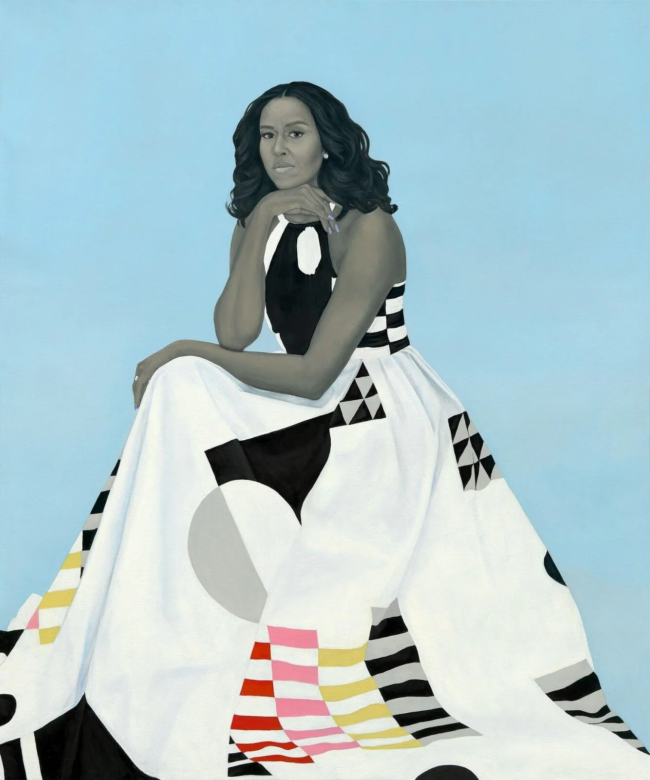 First Lady Michelle Obama, 2018; Oil on linen; 72.1 x 60.1 inches; Collection of National Portrait Gallery, Smithsonian Institution.