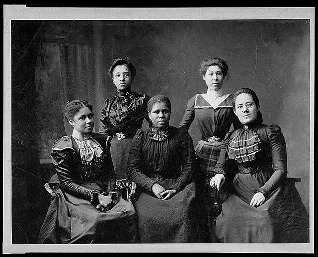 Unknown Photographer, 5 female Negro officers of Women's League, Newport, R.I., ca. 1890s, from W.E.B. Du Bois’s collection of African American Photographs Assembled for 1900 Paris Exposition. Image Source: Library of Congress
