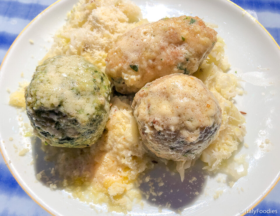 Trio of Canederli dumplings