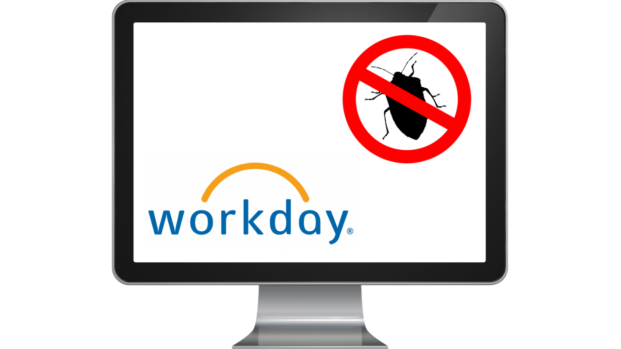 A graphic of a bug on a computer monitor